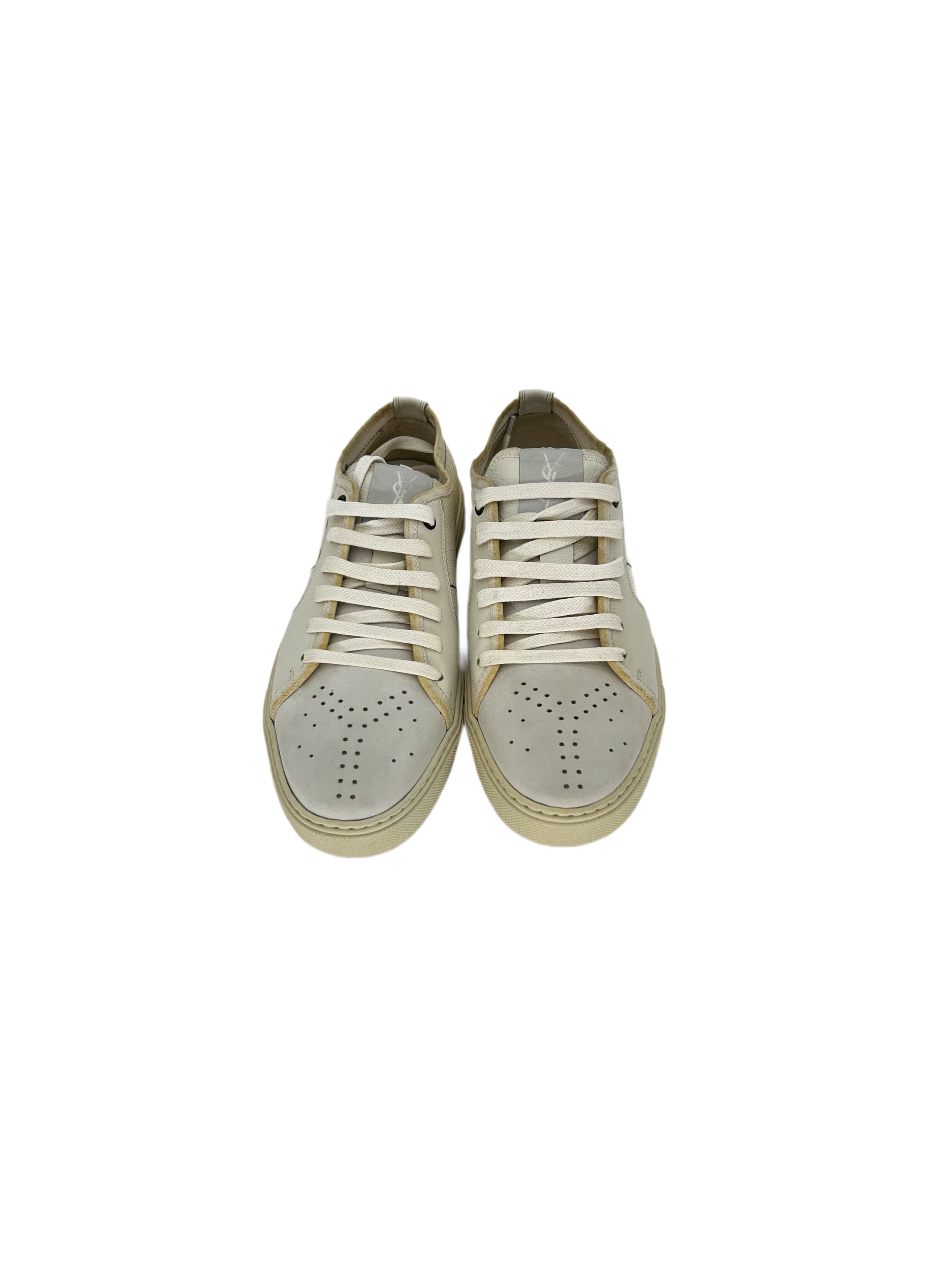 Yves Saint Laurent Yves Saint Laurent White Leather / Canvas Trainers Size US 6 / EU 39 - 3 Thumbnail