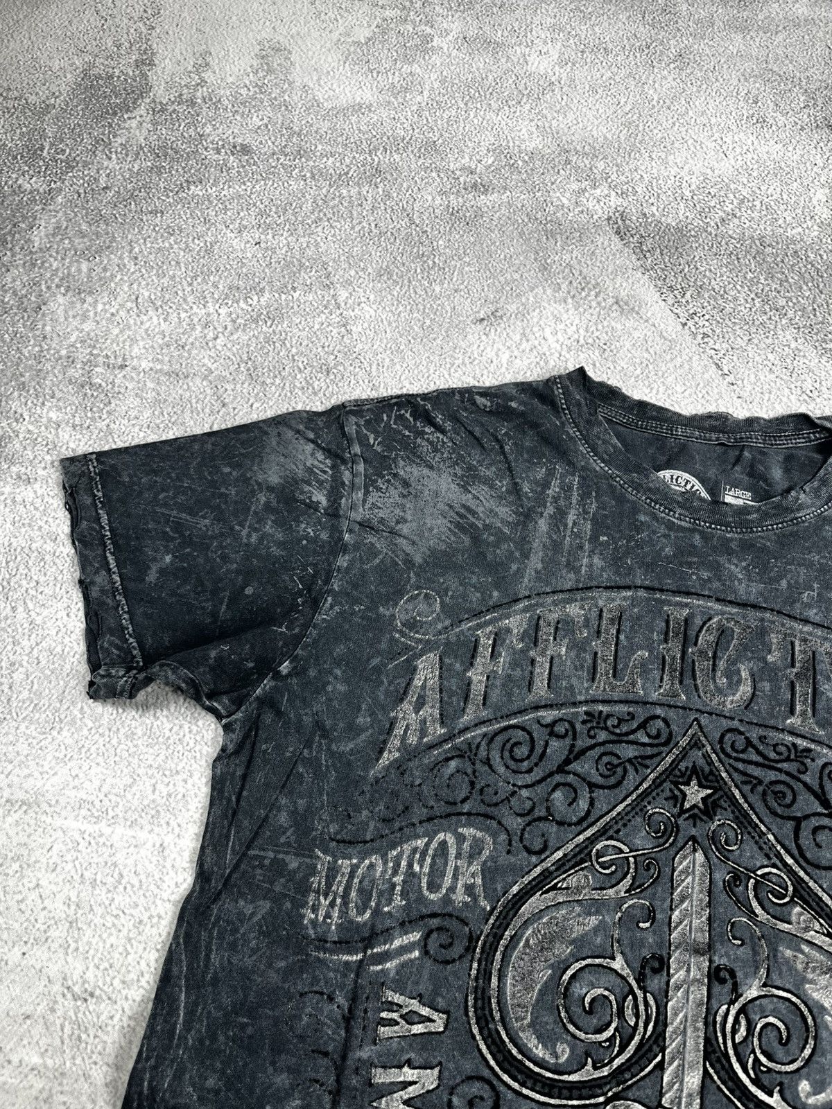 Vintage AFFLICTION MENS DEATH SPADE SS T-SHIRT Size US L / EU 52-54 / 3 - 5 Thumbnail