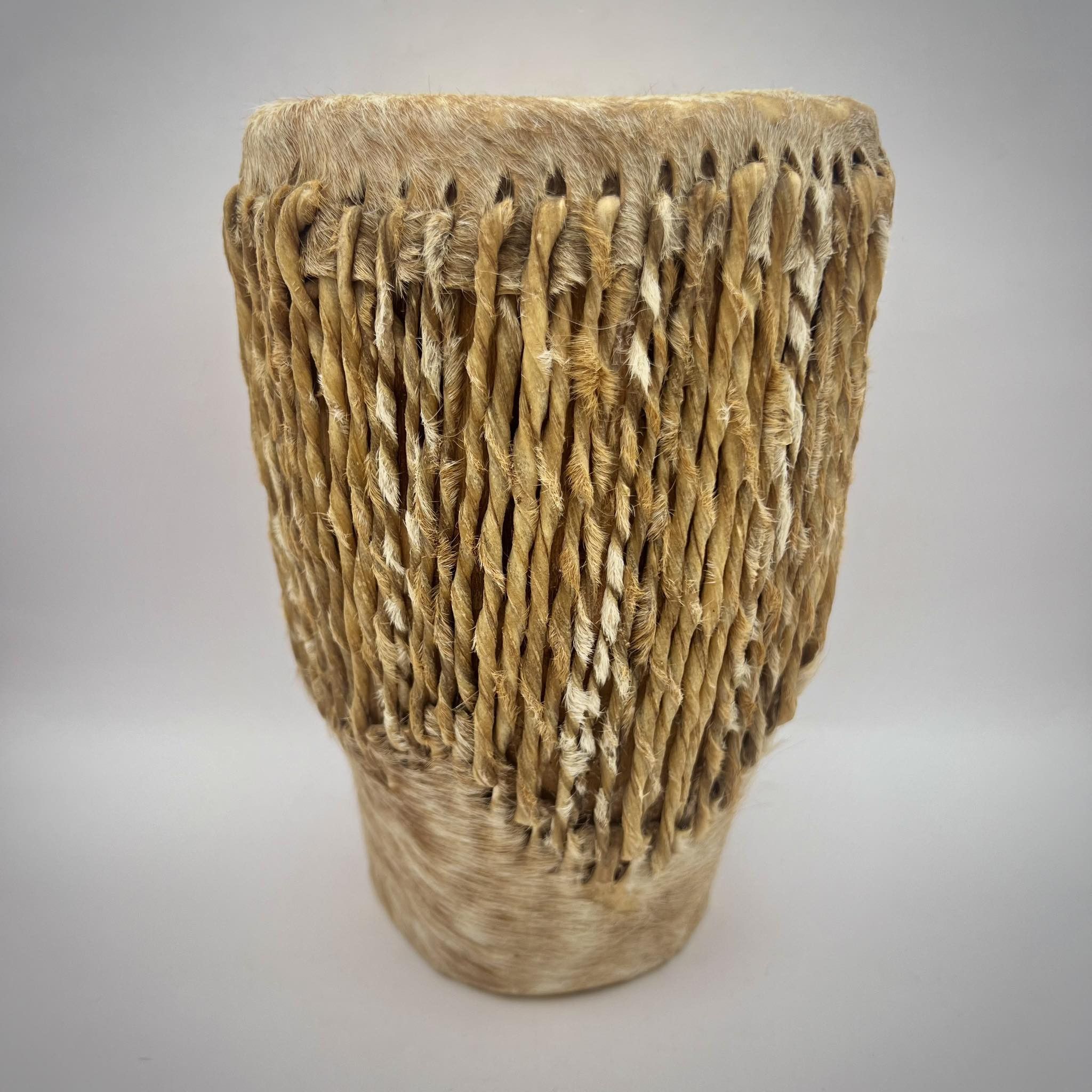 Vintage Vintage African Tribal Cow Skin Hand Crafted Hide Drum Music Size ONE SIZE - 1 Thumbnail