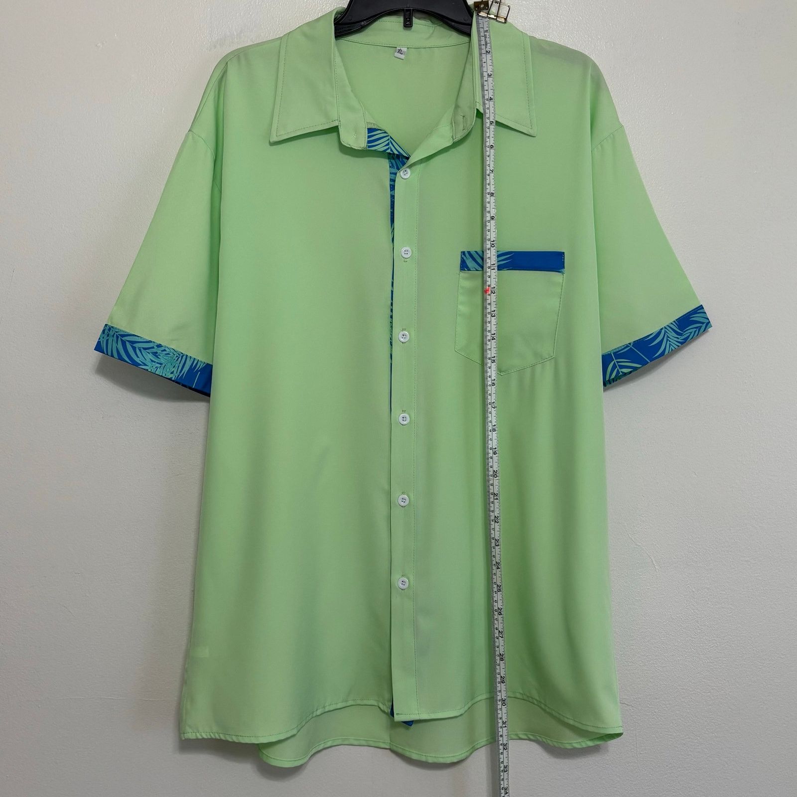 Other Men’s XL Lime Green & Blue Tropical Polyester Shirt Size US XL / EU 56 / 4 - 3 Thumbnail