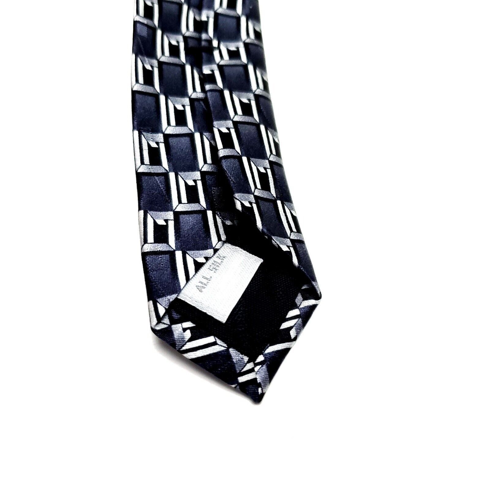 Pierre Cardin Pierre Cardin Silk Tie Gray Geometric Print Short Wide Size ONE SIZE - 4 Thumbnail