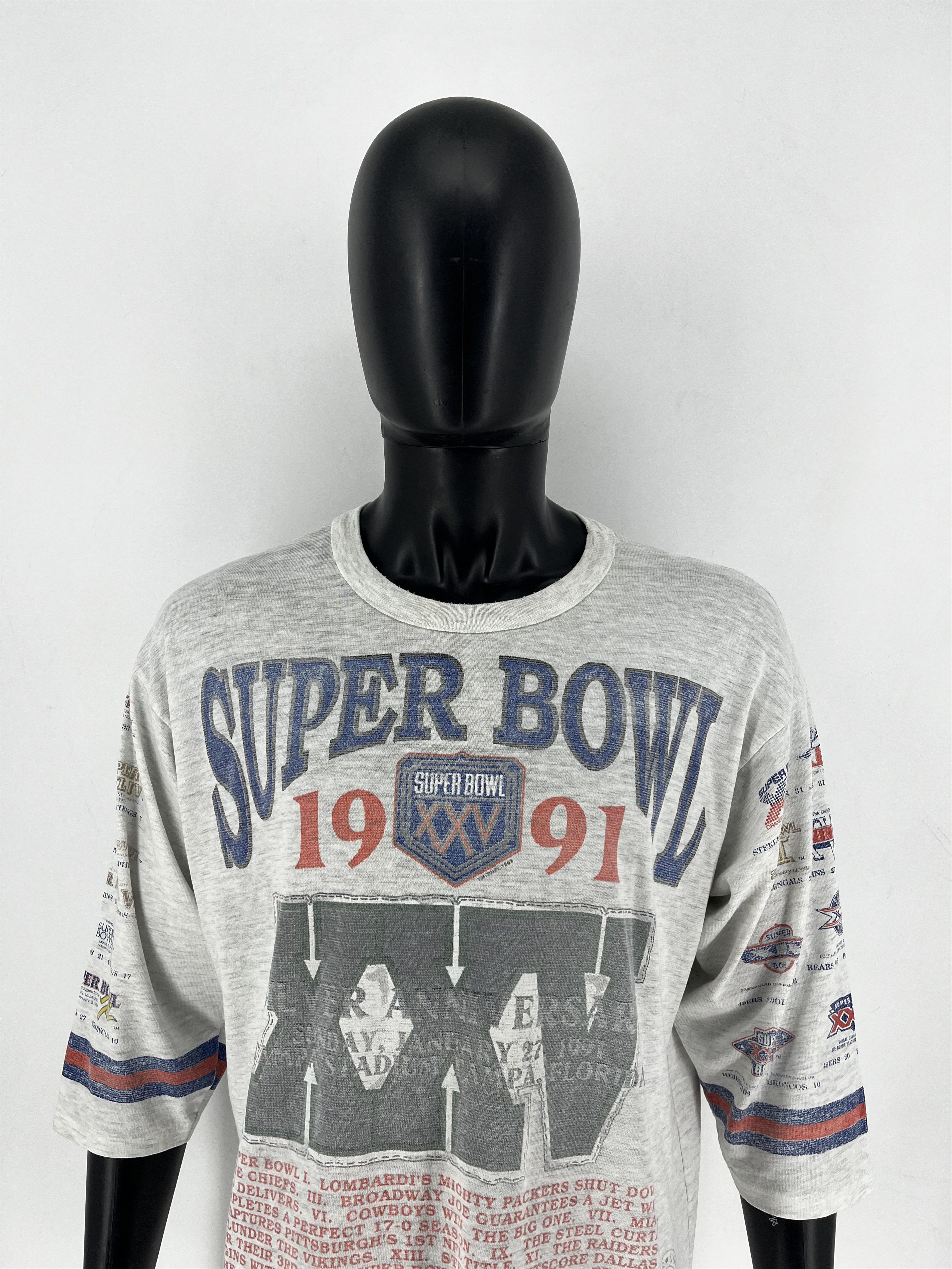 NFL Vintage 90s Super Bowl XXV 1991 Tee XL Long Gone USA 3/4 Size US XL / EU 56 / 4 - 1 Thumbnail