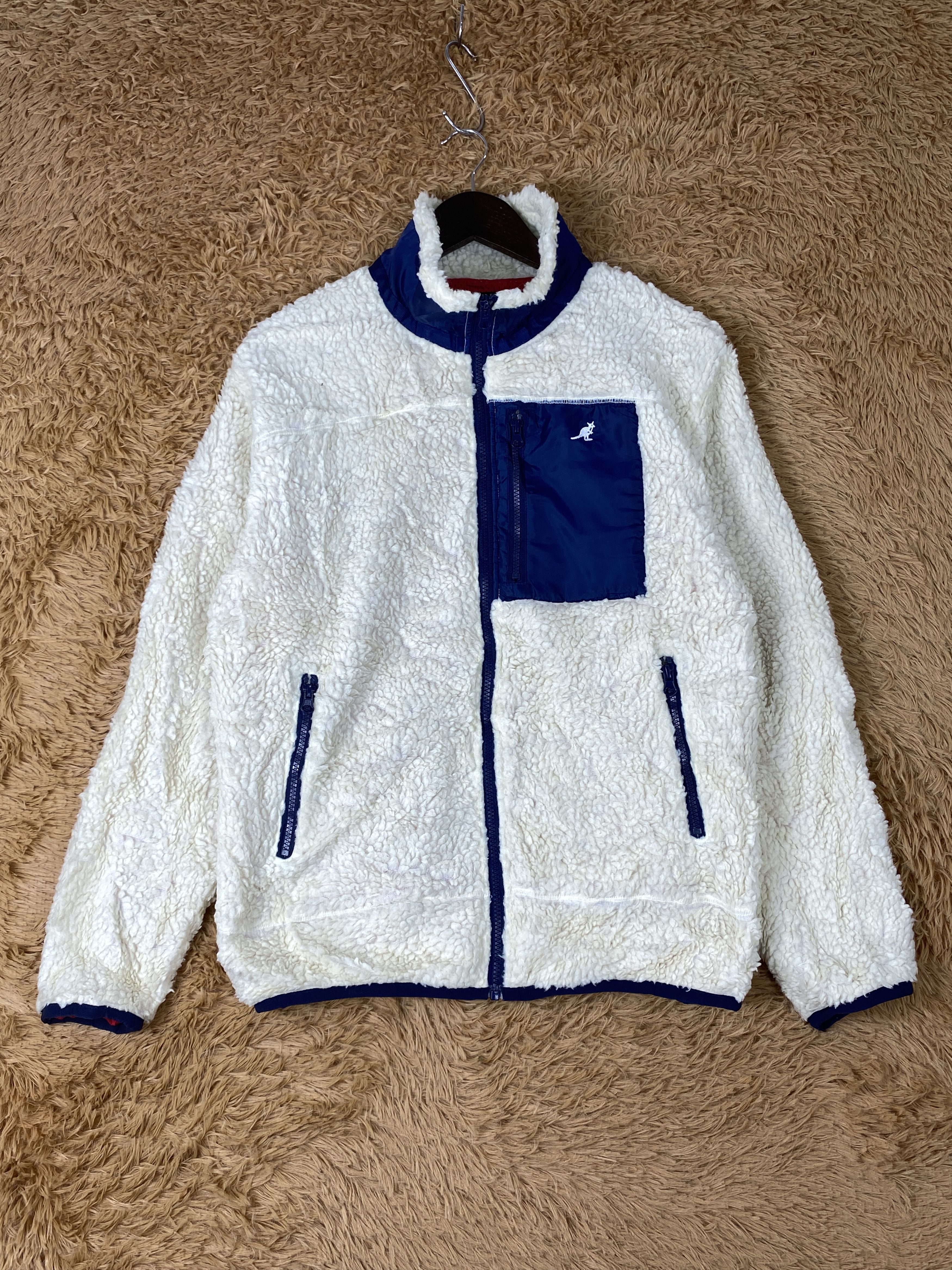 image of Kangol Fleece Zip Up Jacket in White, Men's (Size XS)