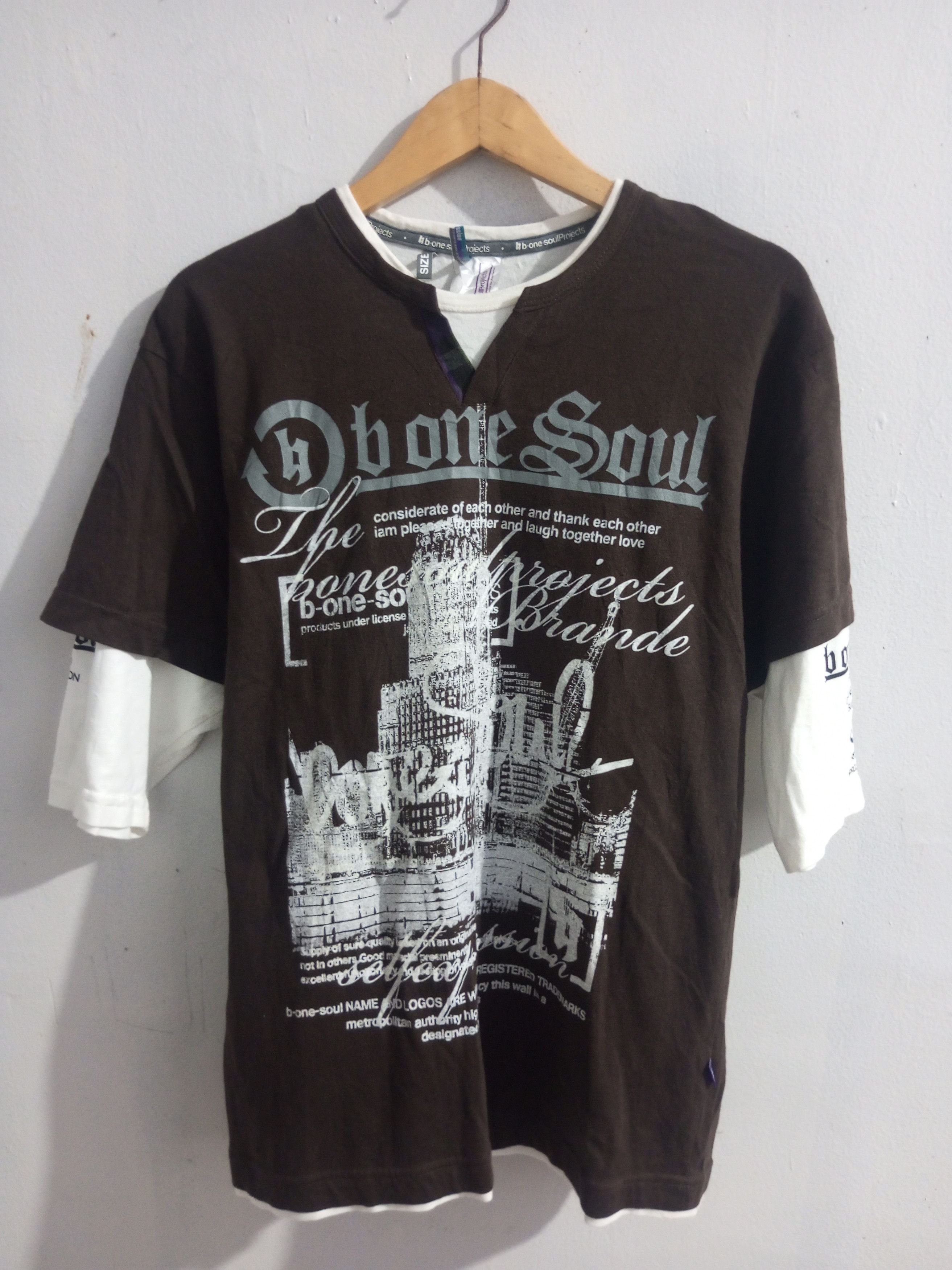 Japanese Brand × Vintage Vintage b one soul poem double layer t shirt Size US L / EU 52-54 / 3 - 1 Thumbnail