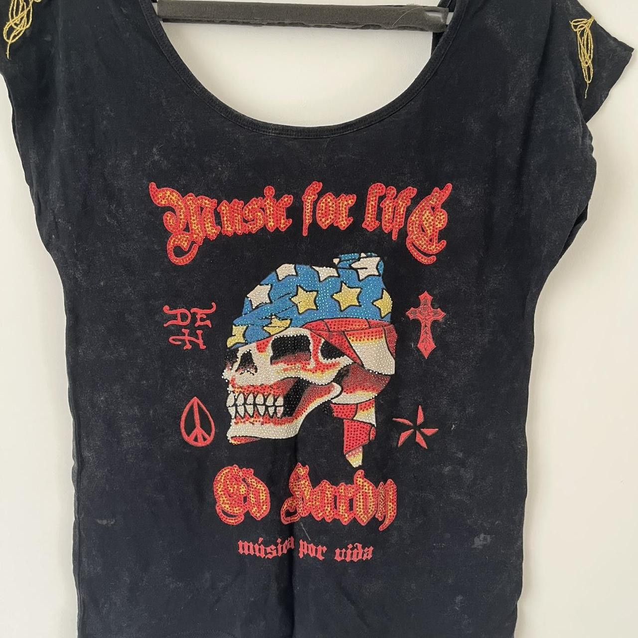 Ed Hardy Ed Hardy Y2K Rhinestone Skull Graphic Baby Tee Size S / US 4 / IT 40 - 4 Thumbnail