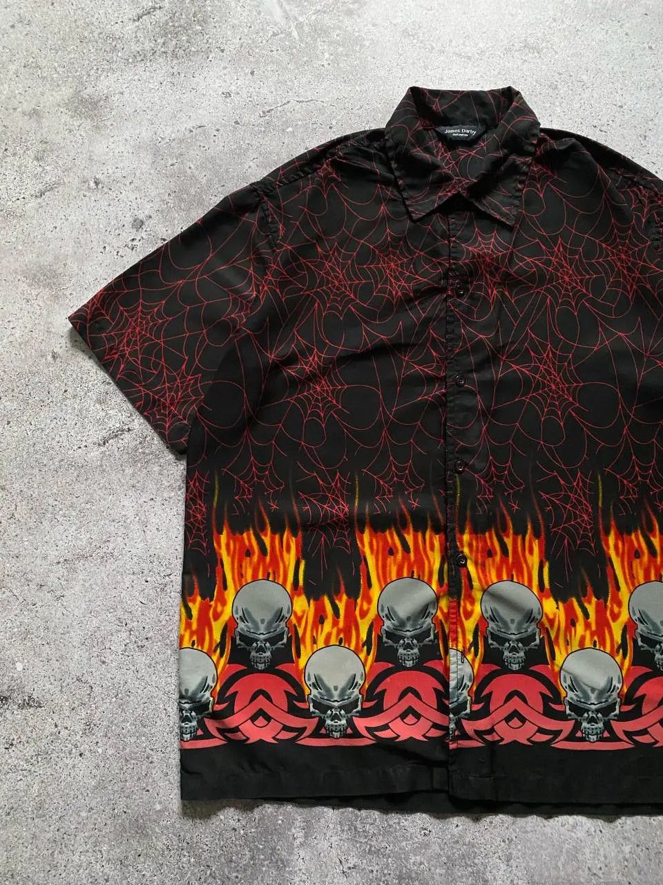JNCO × Japanese Brand CRAZY Y2K VINTAGE FLAME SKULL BUTTON UP SHIRT LIKE JNCO Size US L / EU 52-54 / 3 - 7 Thumbnail