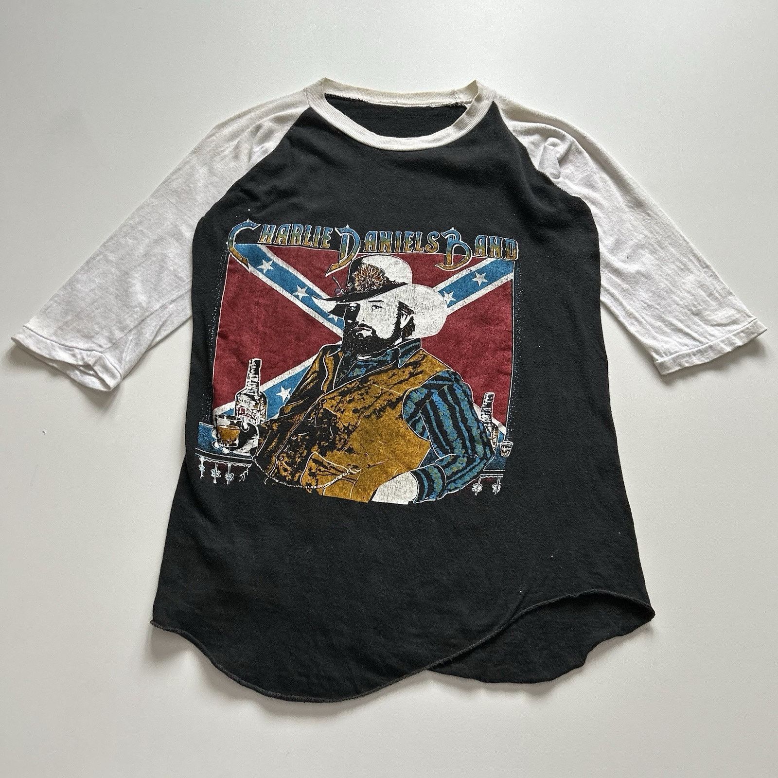Band Tees × Vintage Vintage 80s Charlie Daniels Raglan Band T Shirt Small Rare Size US S / EU 44-46 / 1 - 1 Thumbnail