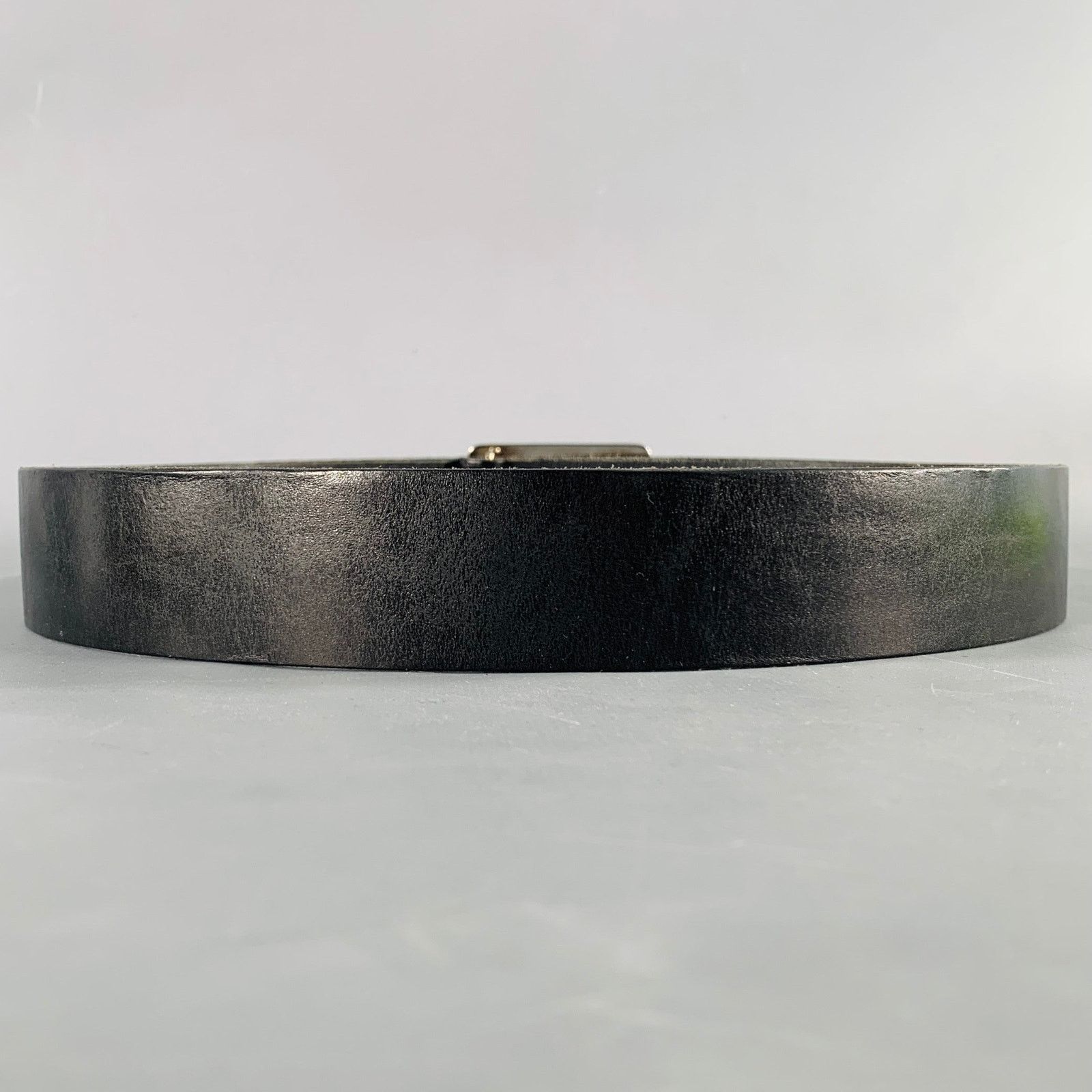 Dolce & Gabbana DOLCE & GABBANA Size 34 Black Silver Leather Belt Size 34 - 4 Thumbnail
