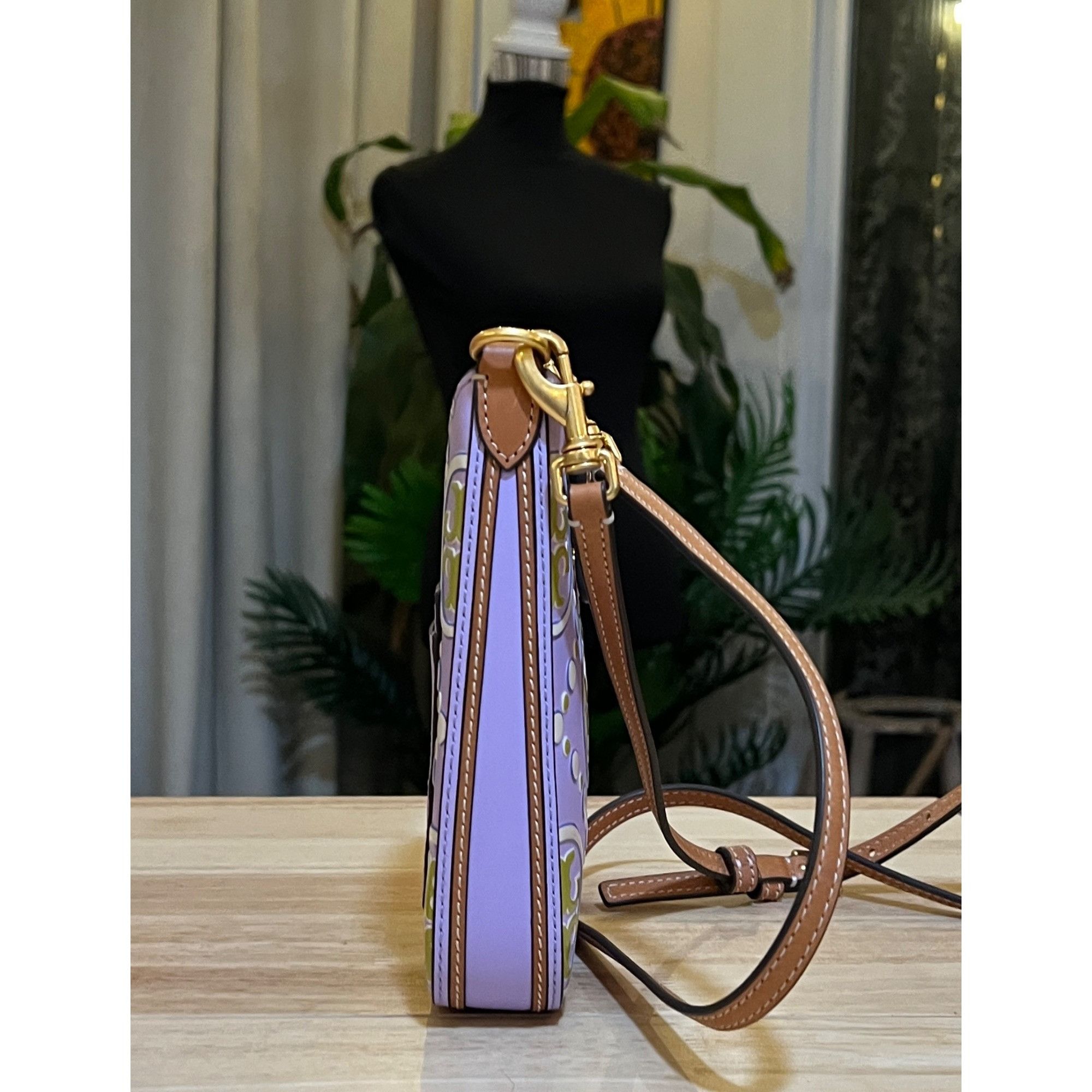 Tory Burch ✺✺ AUTHENTIC TORY BURCH PURPLE & GREEN EMBOSSED CROSSBODY ✺✺ Size ONE SIZE - 4 Thumbnail