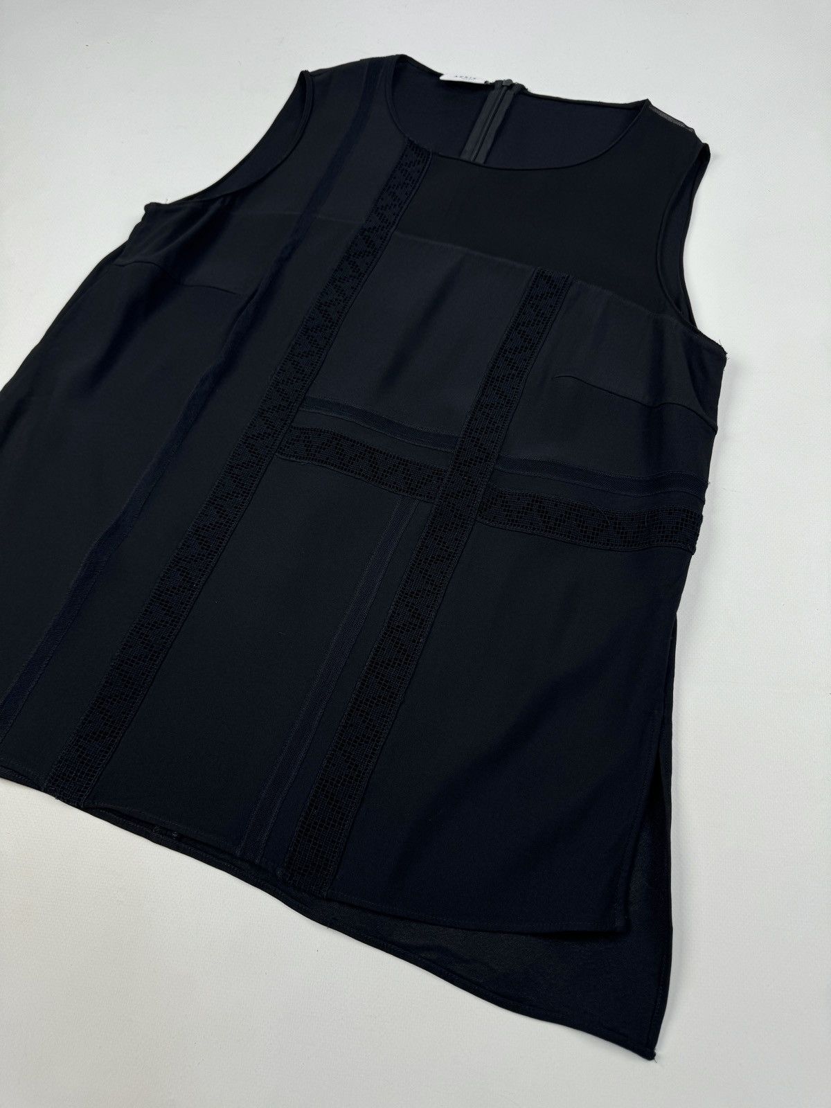 Akris × Designer AKRIS Punto Black Mesh Lace York Sleeveless Blouse Top Tank Size M / US 6-8 / IT 42-44 - 18 Thumbnail