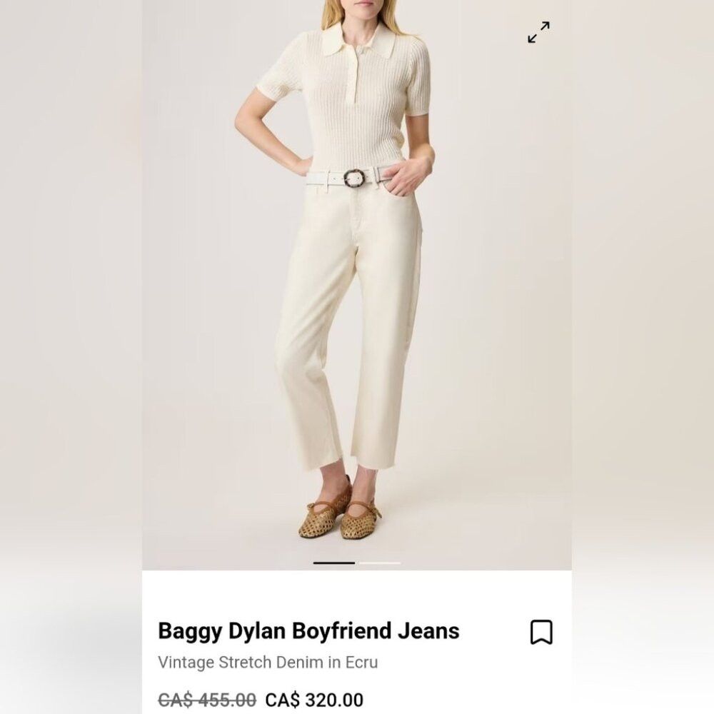 Rag & Bone rag & bone Women's Dylan Baggy Boyfriend Jeans In Ecru Size Size 30" / US 8 / IT 44 - 1 Thumbnail