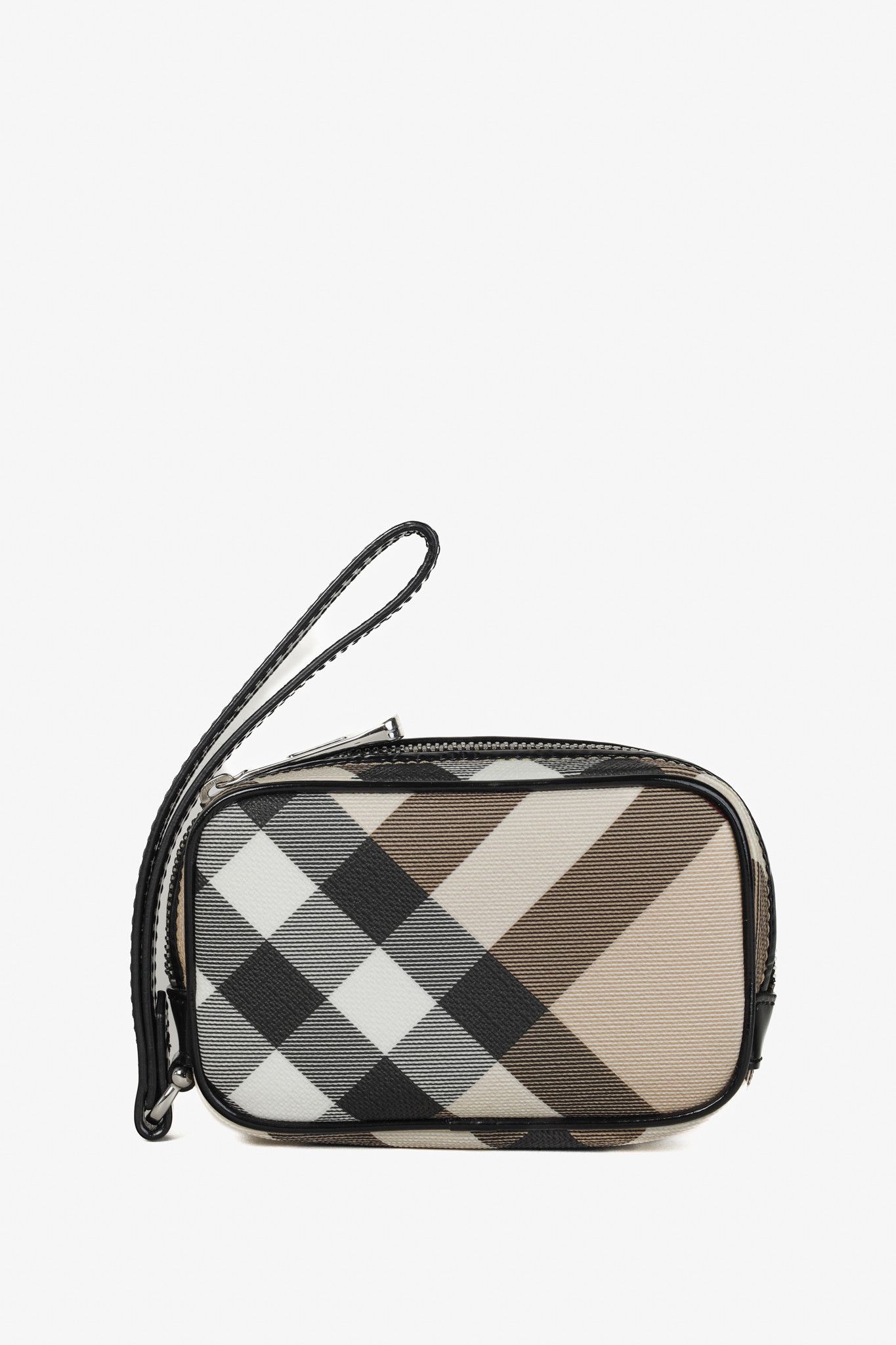 Burberry Burberry Black Patent Trim Nova Check Camera Pouch Wristlet Size ONE SIZE - 1 Thumbnail