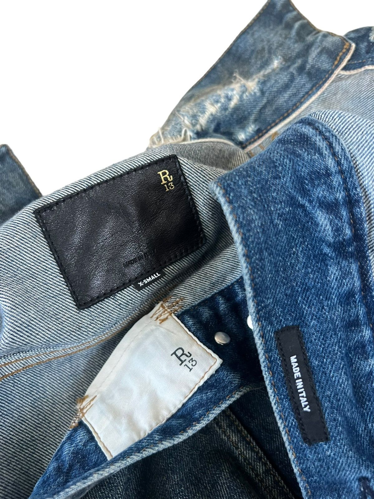 R13 R13 Italy Distressed Waxed Denim Trucker Jacket Type 3 Size US XS / EU 42 / 0 - 22 Thumbnail