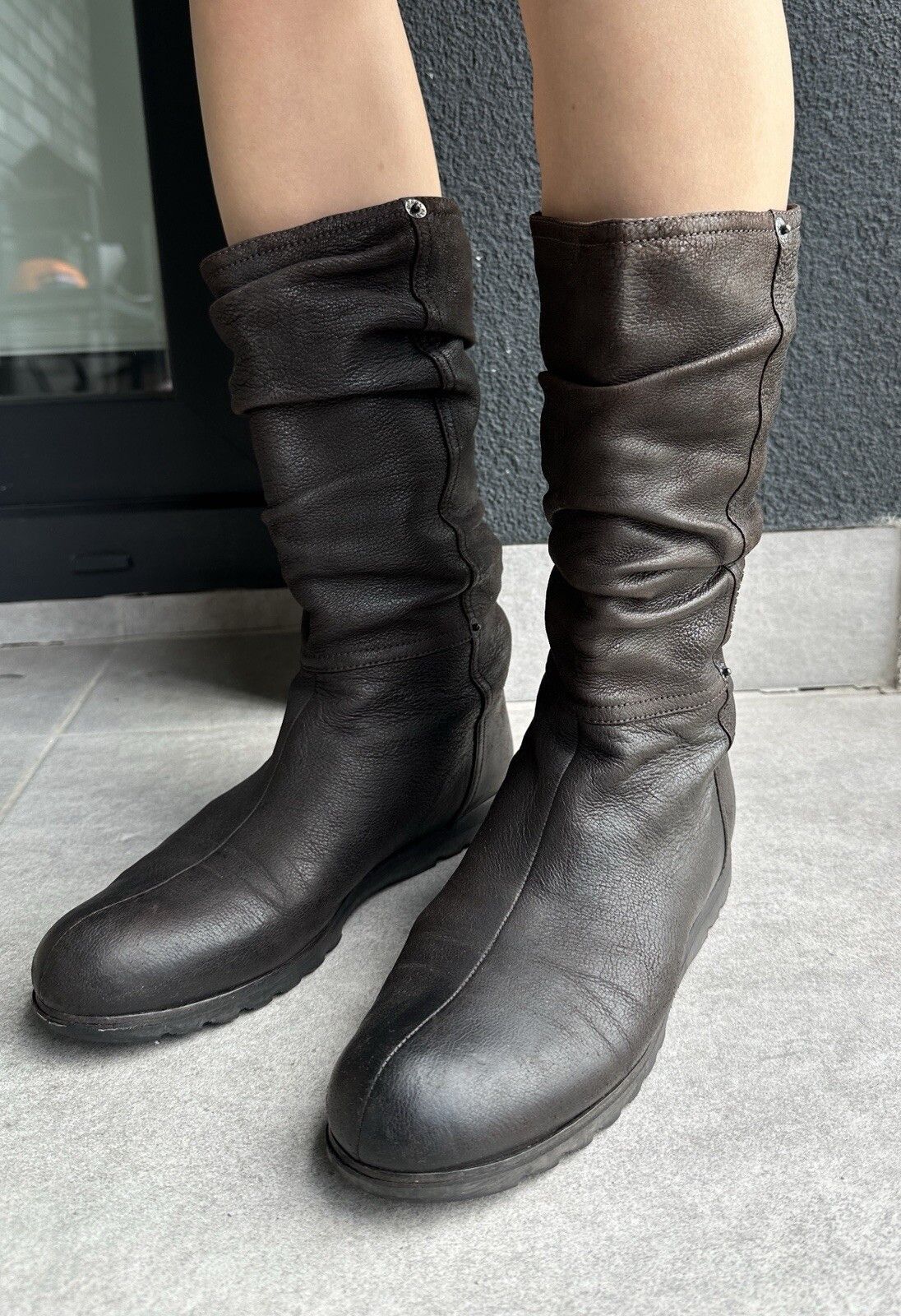 Prada Prada Womens Brown Leather Mid-calf Boots Size 38.5 Size US 8.5 / IT 38.5 - 5 Thumbnail