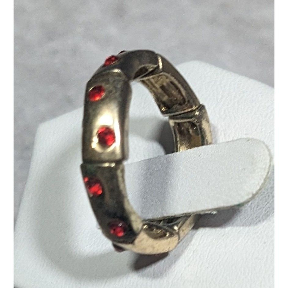 Other Red Rhinestone Gold Tone Funky Stretch Ring Size 6 1/4 Size ONE SIZE - 9 Thumbnail
