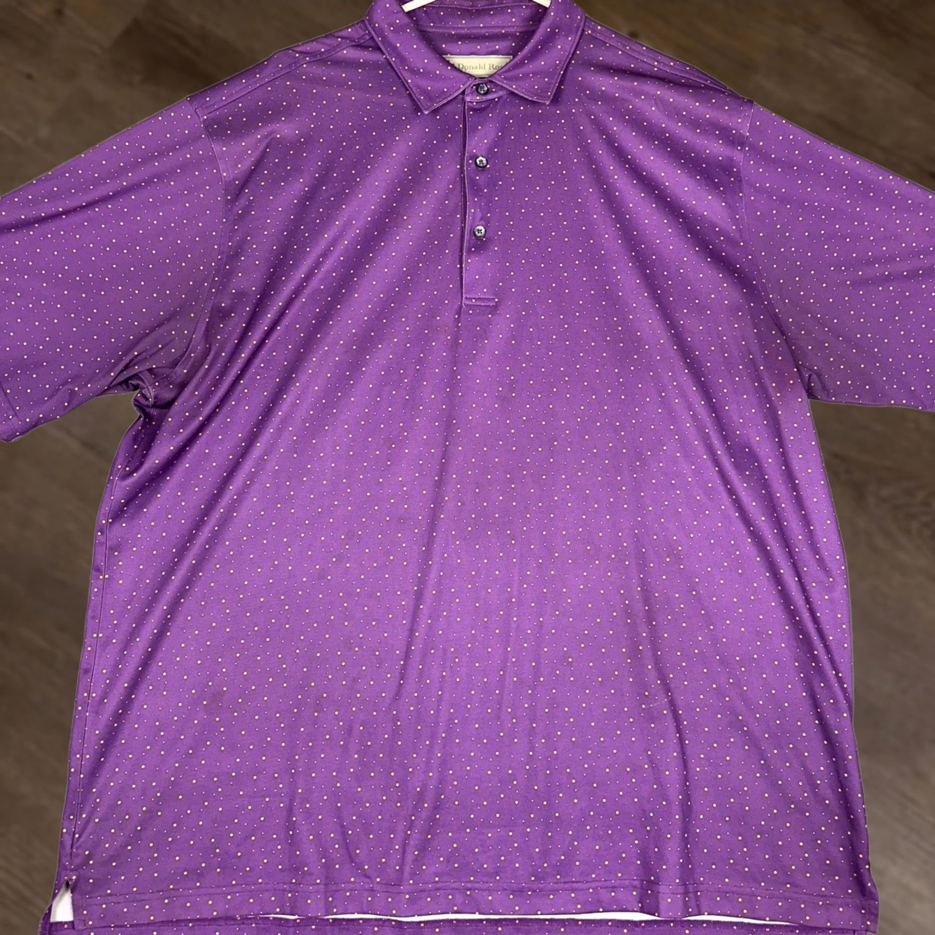 Vintage Donald Ross Polo Shirt Mens XL Purple Yellow Micro Dot Performance Golf Size US XL / EU 56 / 4 - 1 Thumbnail
