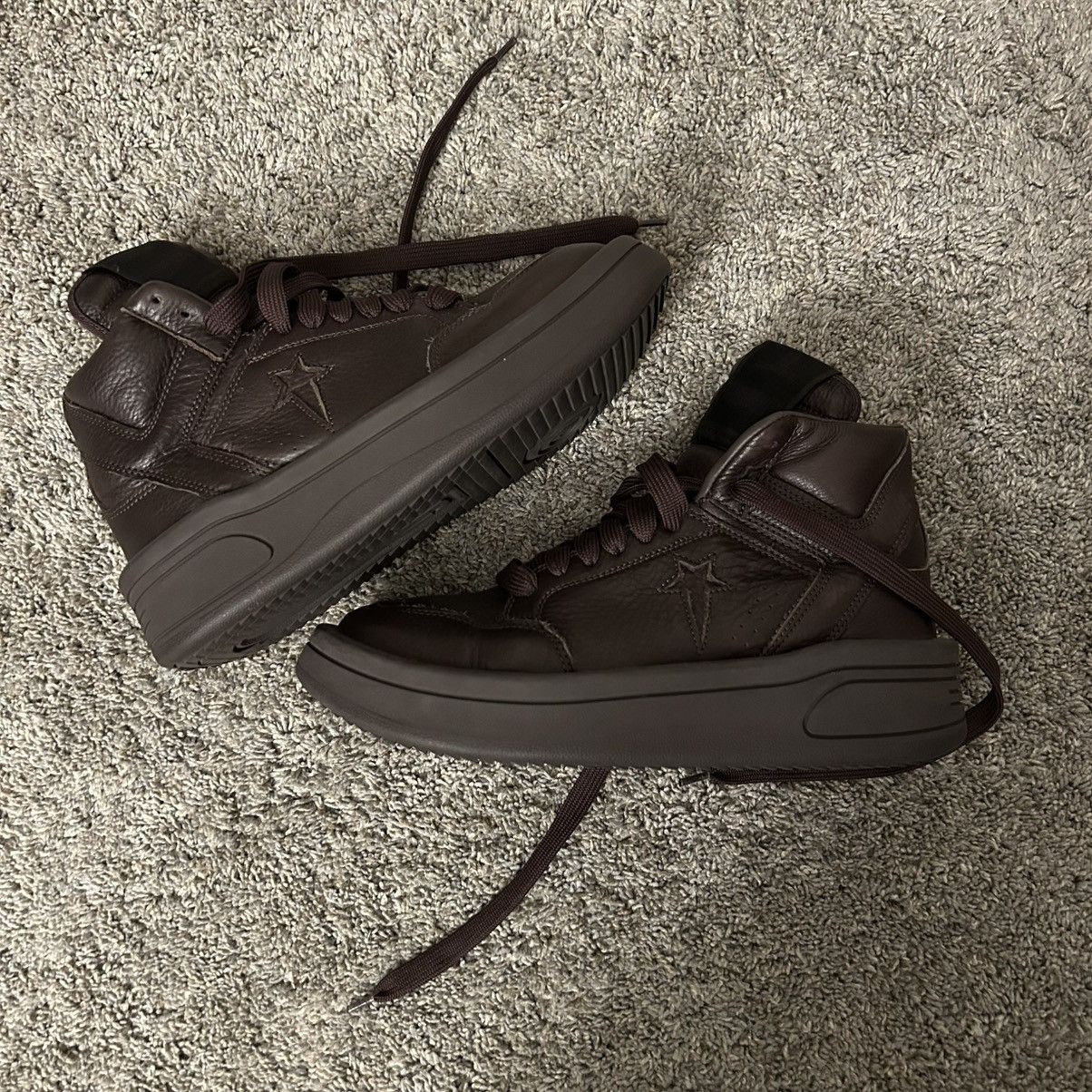 Converse × Rick Owens × Rick Owens Drkshdw Rick owens drkshdw turbowpn converse brown leather sneakers Size US 7.5 / EU 40-41 - 2 Thumbnail