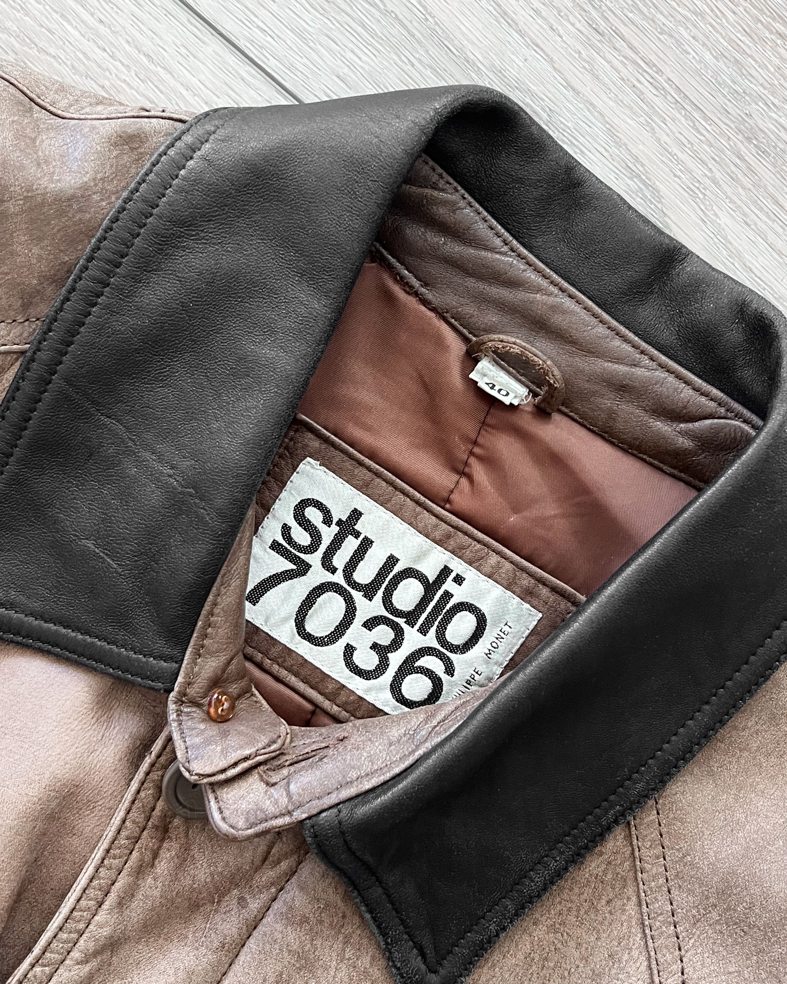 Vintage Super Rare VTG Studio 7036 Leather Western Long Coat Jacket Size US L / EU 52-54 / 3 - 6 Thumbnail