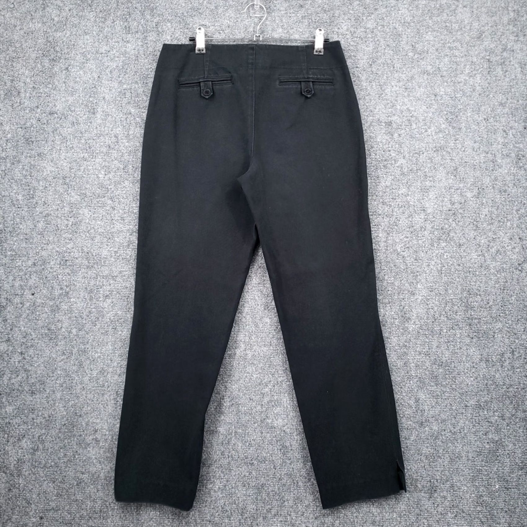 Vintage Womyn Pants Chino Straight Black Size 6 Mid-Rise Flat Front Side Slit Womens Size 28" / US 6 / IT 42 - 2 Thumbnail