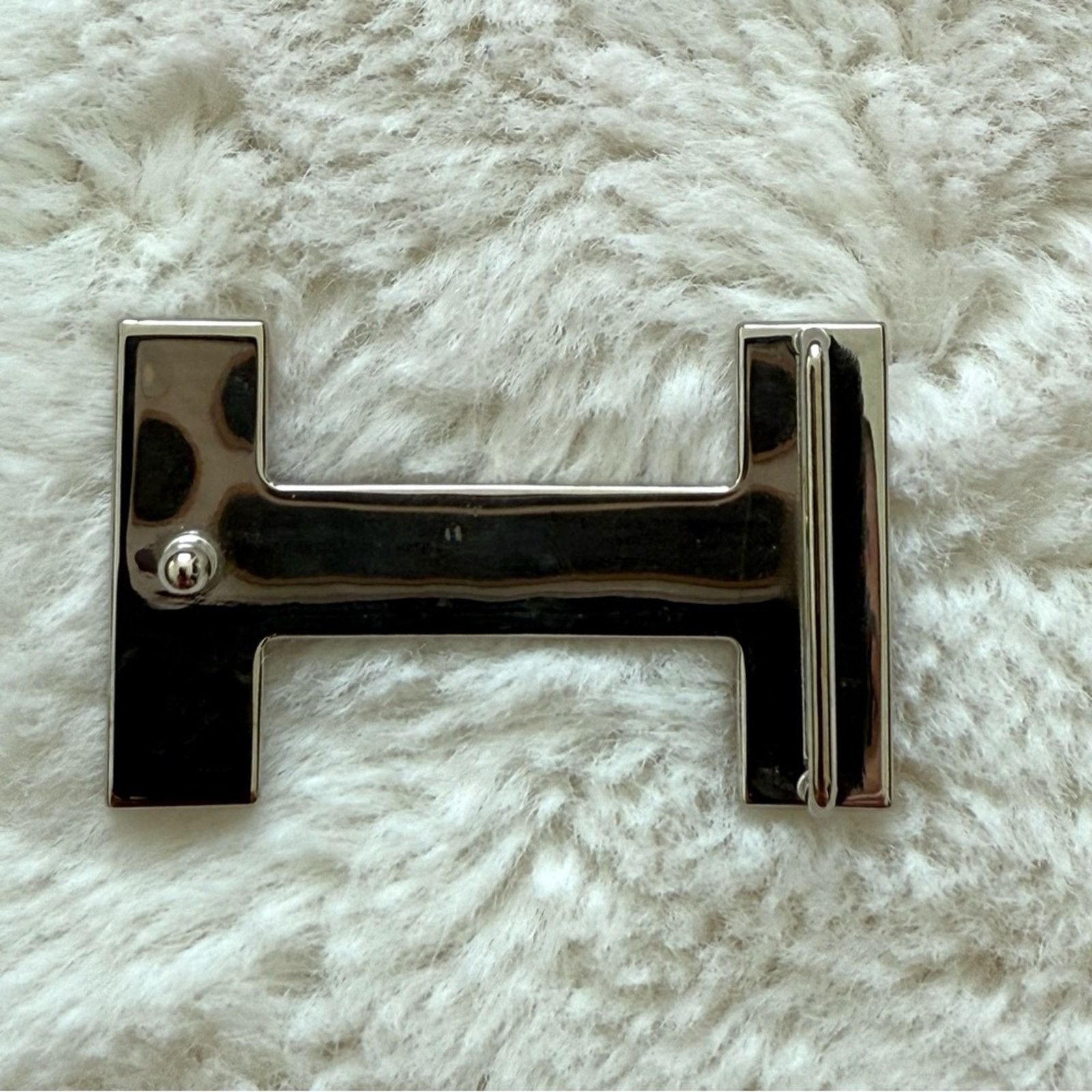 Hermes Hermes 32mm H Creme White Enamel Silvertone Belt Buckle Size ONE SIZE - 3 Thumbnail