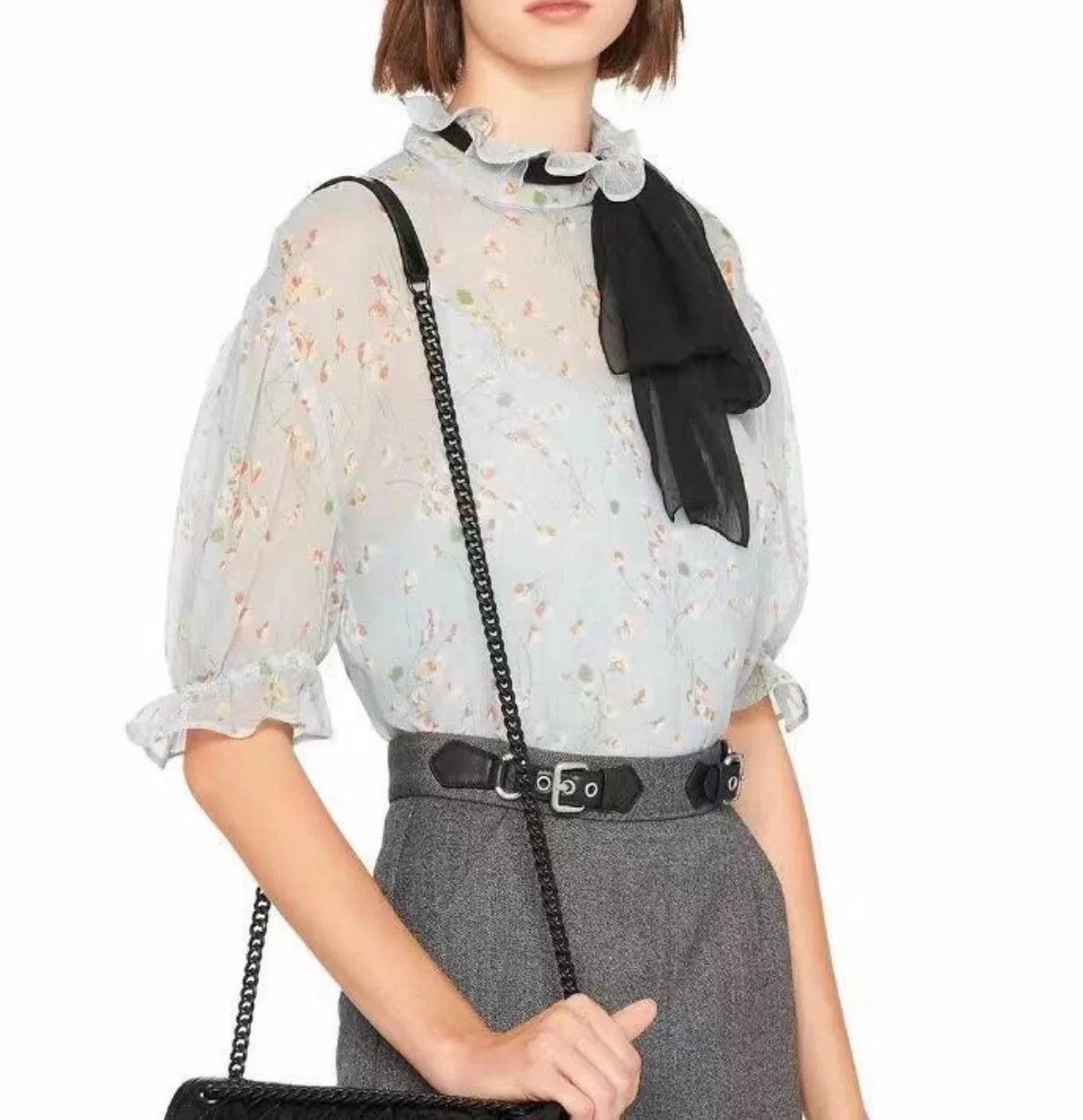 Miu Miu Miu Miu Spring Summer Floral Silk Blouse Size XS / US 0-2 / IT 36-38 - 1 Thumbnail