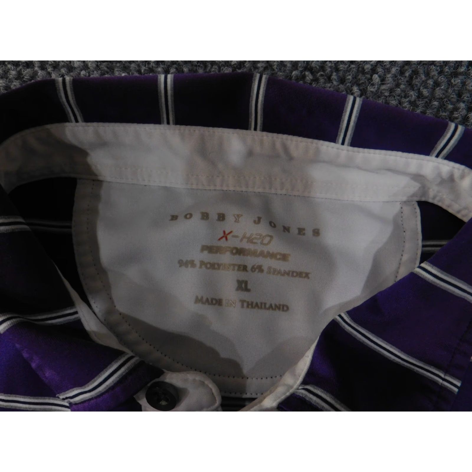 Vintage Bobby Jones Polo Shirt Mens XL Purple Striped Lightweight Performance Golf Breathable Moisture Wicking Classic Short Sleeve Size US XL / EU 56 / 4 - 4 Thumbnail