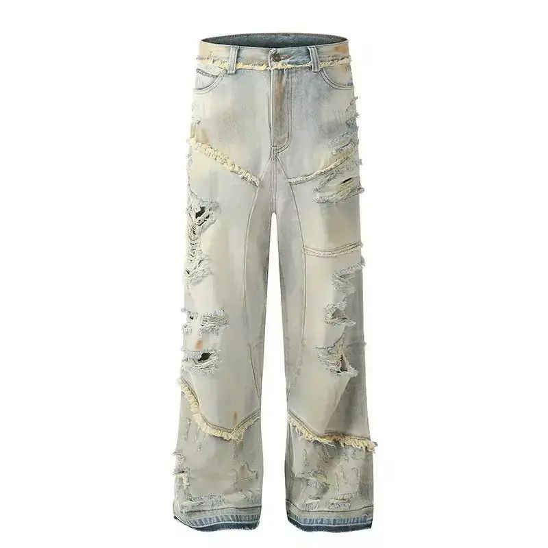 Streetwear Washed Hole Ripped Y2k Jeans