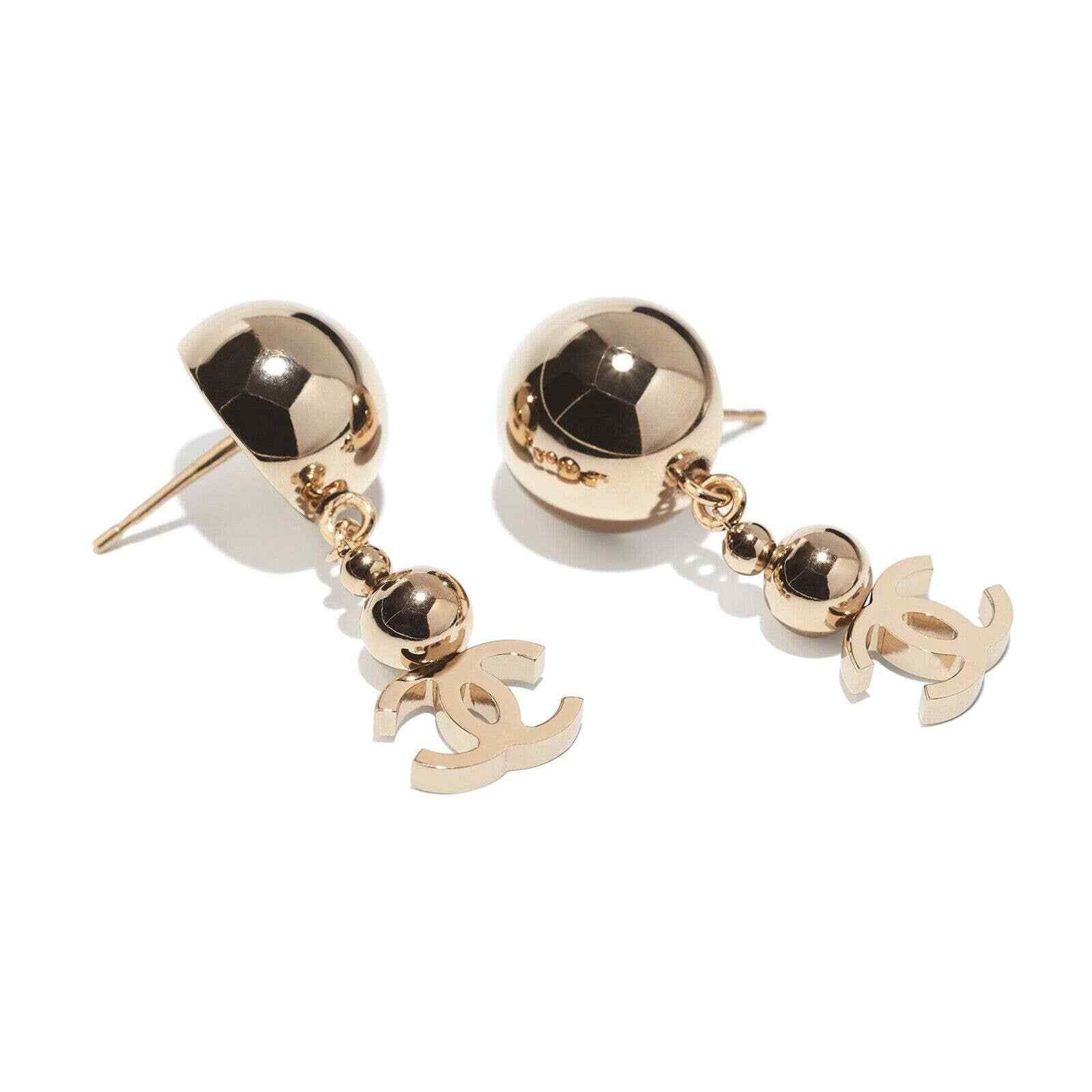 Chanel Chanel Gold Metal Balls Link Chain Dangle Drop Stud Earrings Size ONE SIZE - 6 Thumbnail