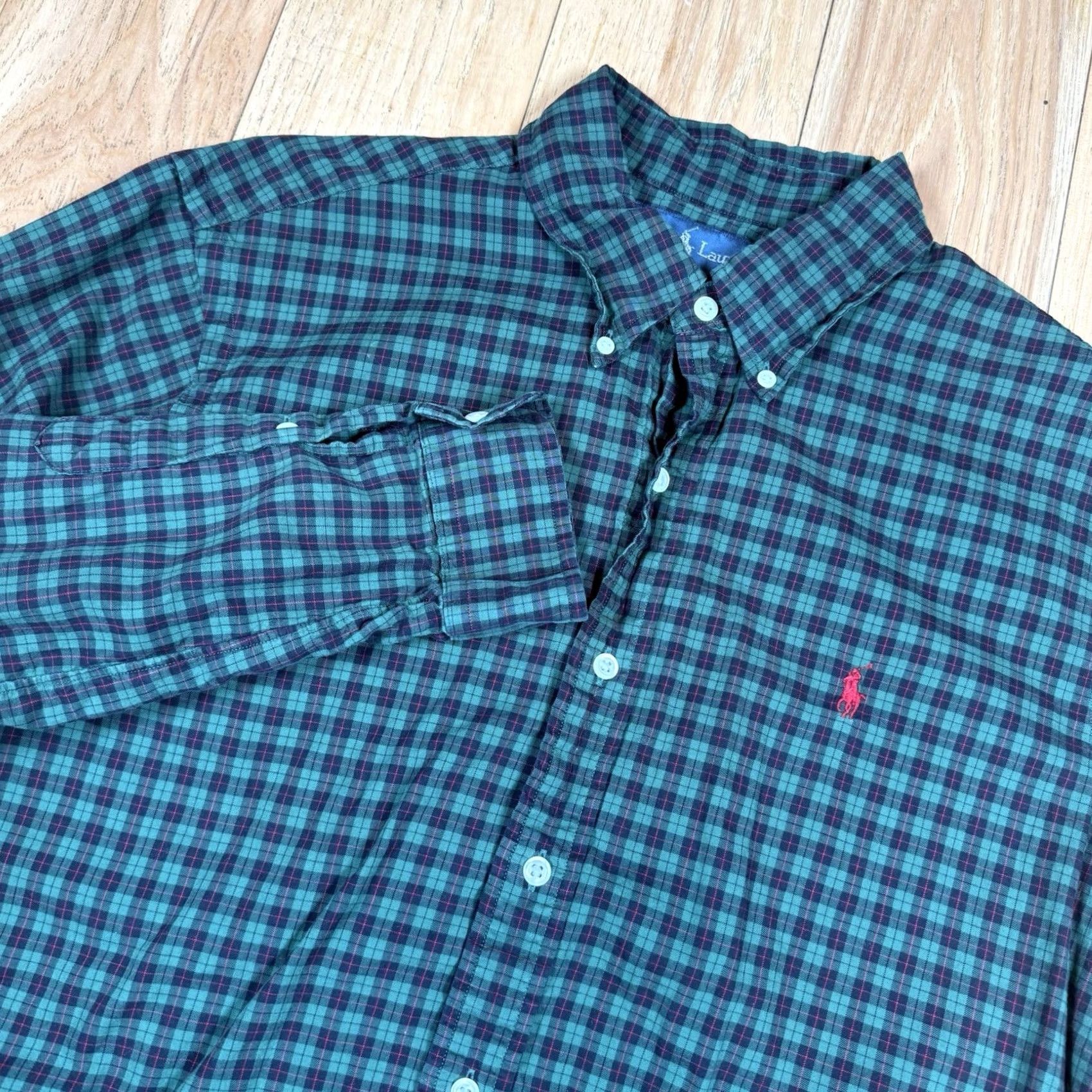 Polo Ralph Lauren Polo Ralph Lauren Button-Up Shirt Mens L Gingham Check Green Black – Long Sleeve, Regular, Button Closure, Button Shirt, Men Size US L / EU 52-54 / 3 - 2 Thumbnail