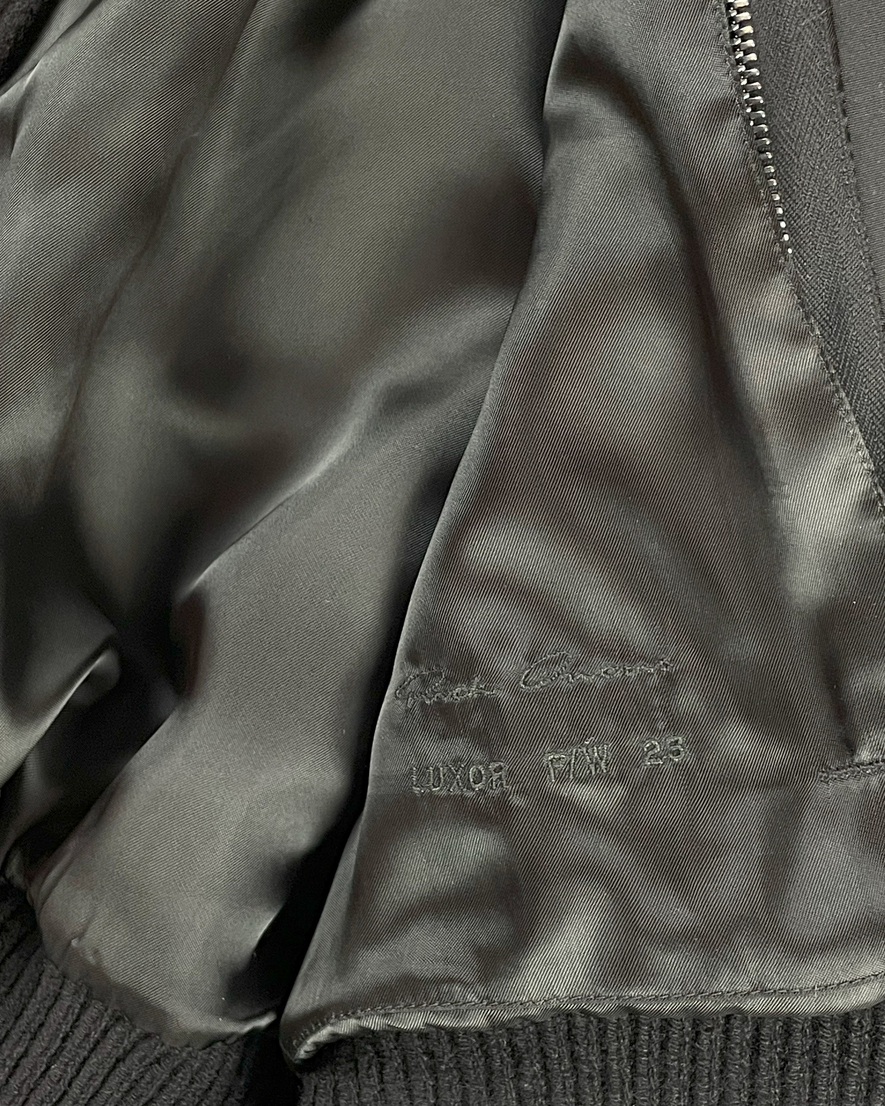 Rick Owens RUNWAY EDFU FLIGHT JACKET FW23 LUXOR BLACK FELTED WOOL Size US M / EU 48-50 / 2 - 8 Thumbnail