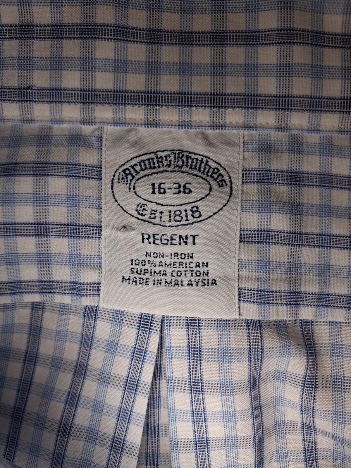 Brooks Brothers Brooks Brothers Dress Shirt Mens 16-36 L White Check Supima Size 42R - 2 Thumbnail