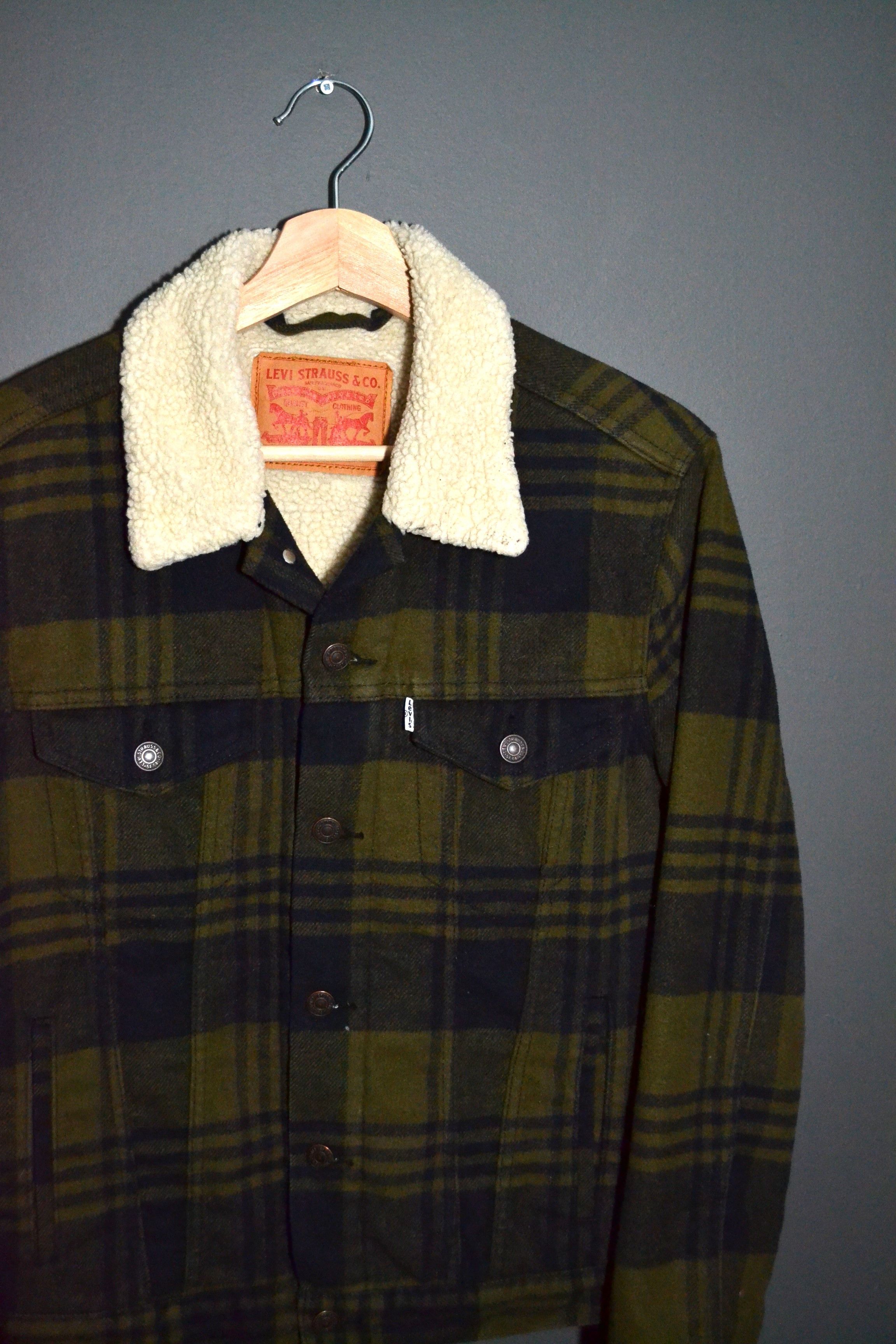 Levi's Levi's Sherpa Trucker Jacket Green Small Check Size US S / EU 44-46 / 1 - 1 Thumbnail