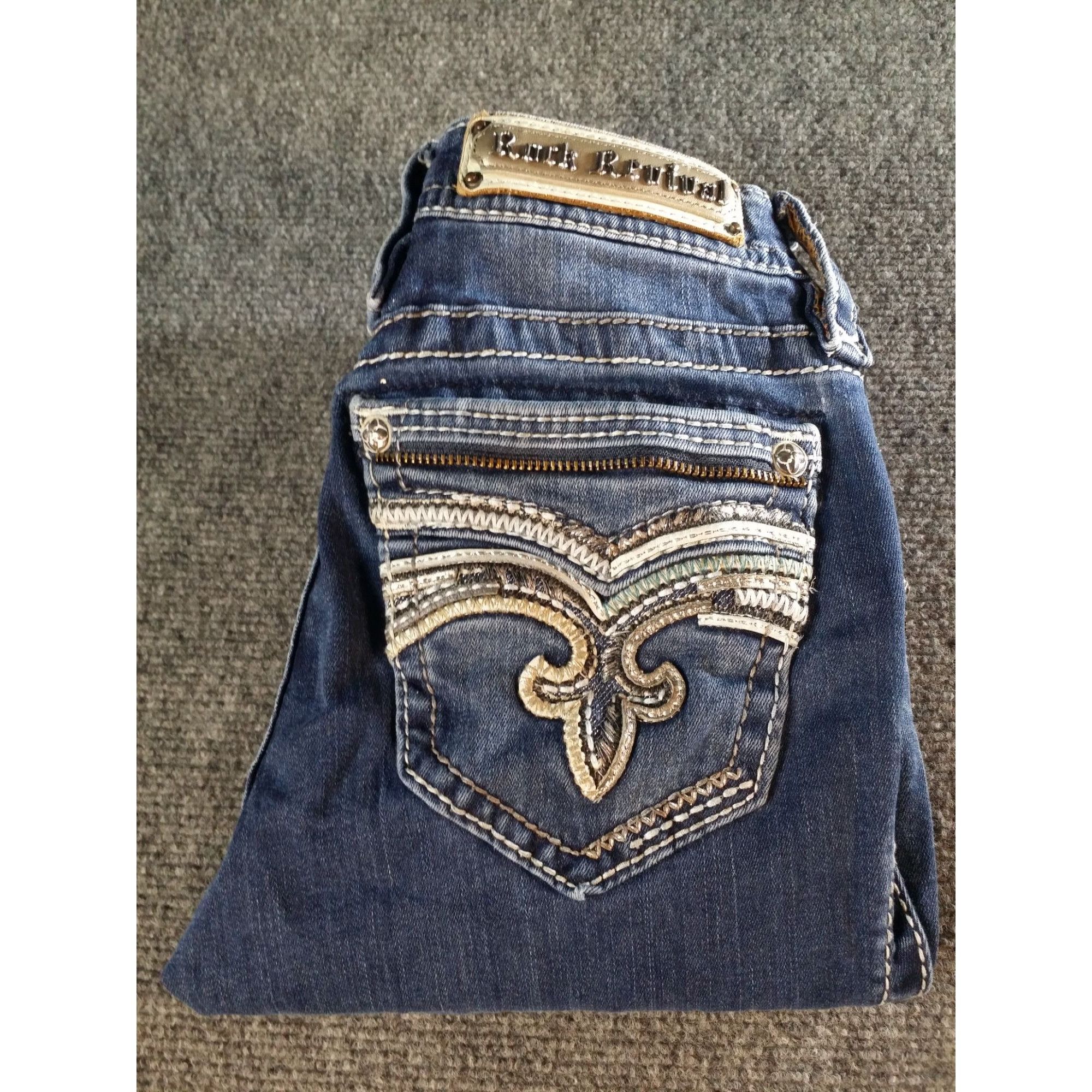 Rock Revival Rock Revival Tia Mid Rise Skinny Jeans Women Sz 26 Rhineston Size 26" / US 2 / IT 38 - 1 Thumbnail