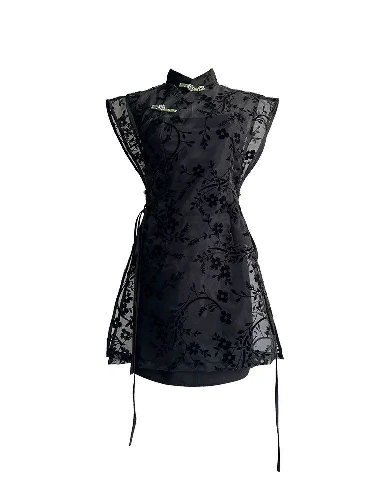 Other Sheer Modern Chinese-Inspired Overlay Dress – Size Large Size L / US 10 / IT 46 - 1 Thumbnail