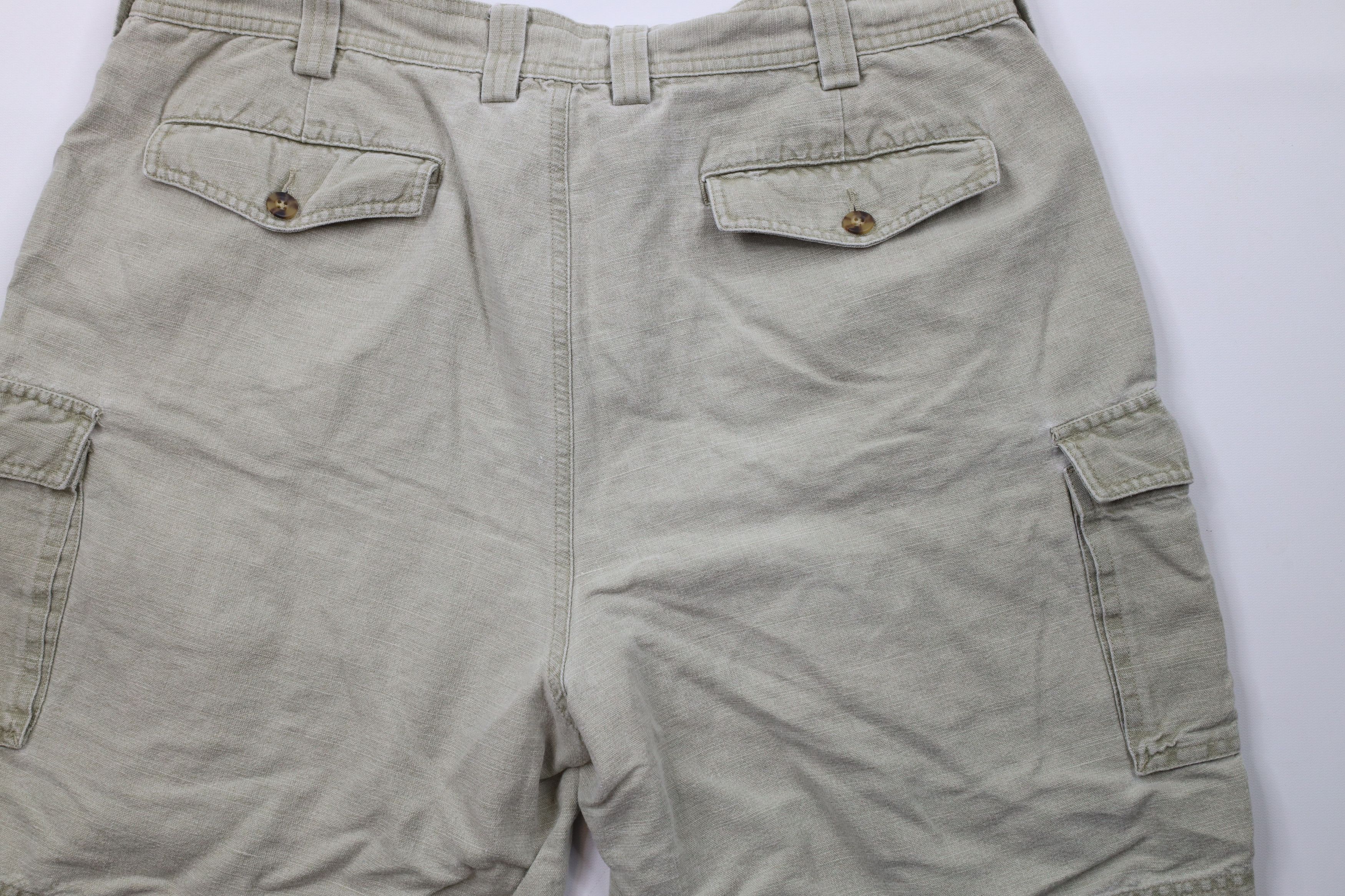L.L. Bean × Vintage Vintage 90s LL Bean Above Knee Cargo Shorts Light Green Size US 38 / EU 54 - 9 Thumbnail