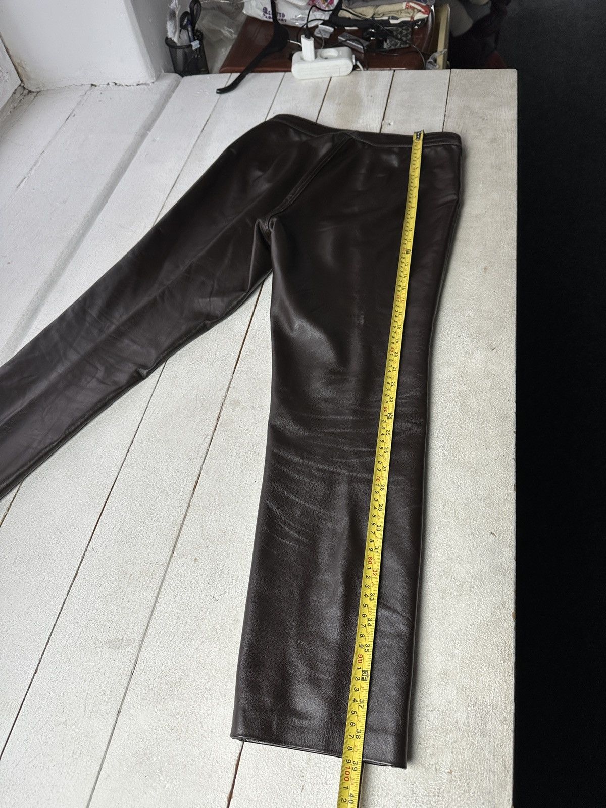 Leather 🚨Vintage leather pants motorcycles BROWN LUXURY Y2K Size 32" / US 10 / IT 46 - 14 Thumbnail