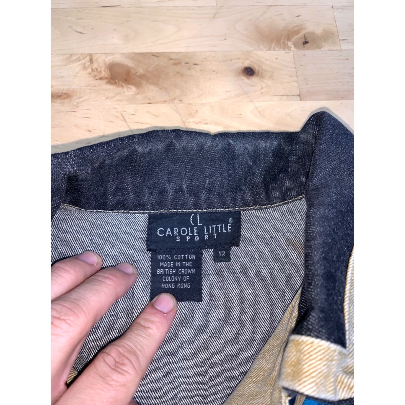 Vintage Carol Little Denim Jacket Womens 12 Black Patchwork Art Button Jacket Women Black 12 Denim Art Patchwork Button Carole Little Jacket Womens Size XL / US 12-14 / IT 48-50 - 2 Thumbnail