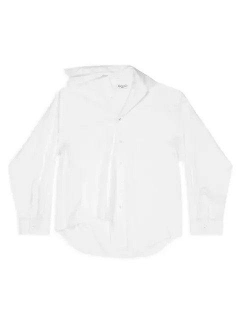 image of Balenciaga O1Mt1Gz0424 Knotted Vareuse Shirt In White, Women's (Size Medium)