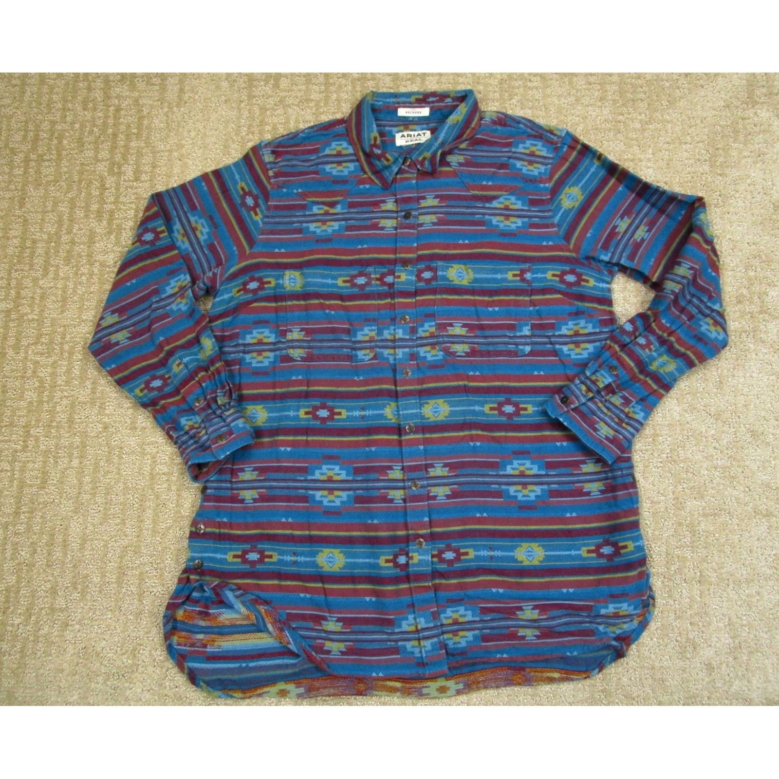 Ariat Ariat Shirt Women XL Blue Aztec Geometric Western Long Sleeve Button-Up Shirt Mens? Size XL / US 12-14 / IT 48-50 - 2 Thumbnail