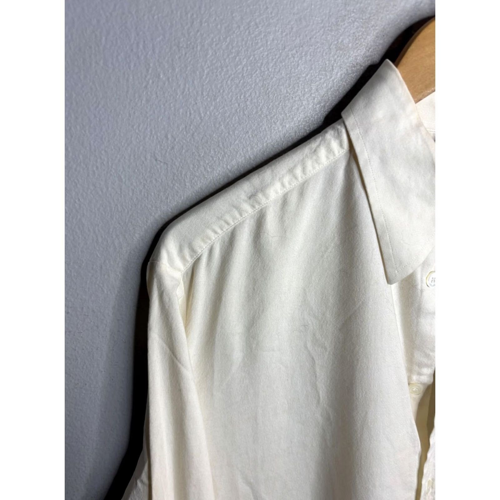 Logo 7 D&G Shirt Mens 36 White Button Down Long Sleeve Dress Classic Pocket Logo IVORY Size 36R - 2 Thumbnail
