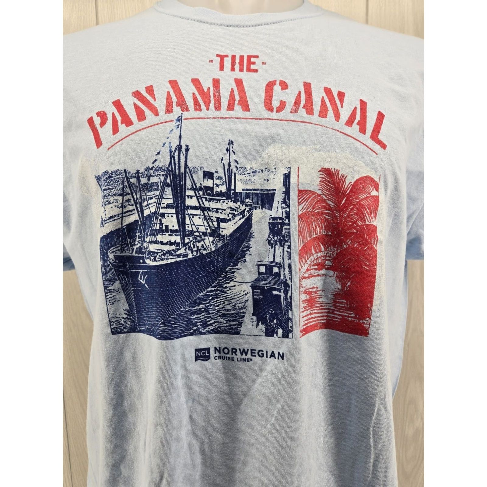 Gildan Norwegian Cruise Line Panama Canal T Shirt Mens L Blue Short Sleeve Gildan 100% Cotton Logo Vintage: No Size US L / EU 52-54 / 3 - 3 Thumbnail