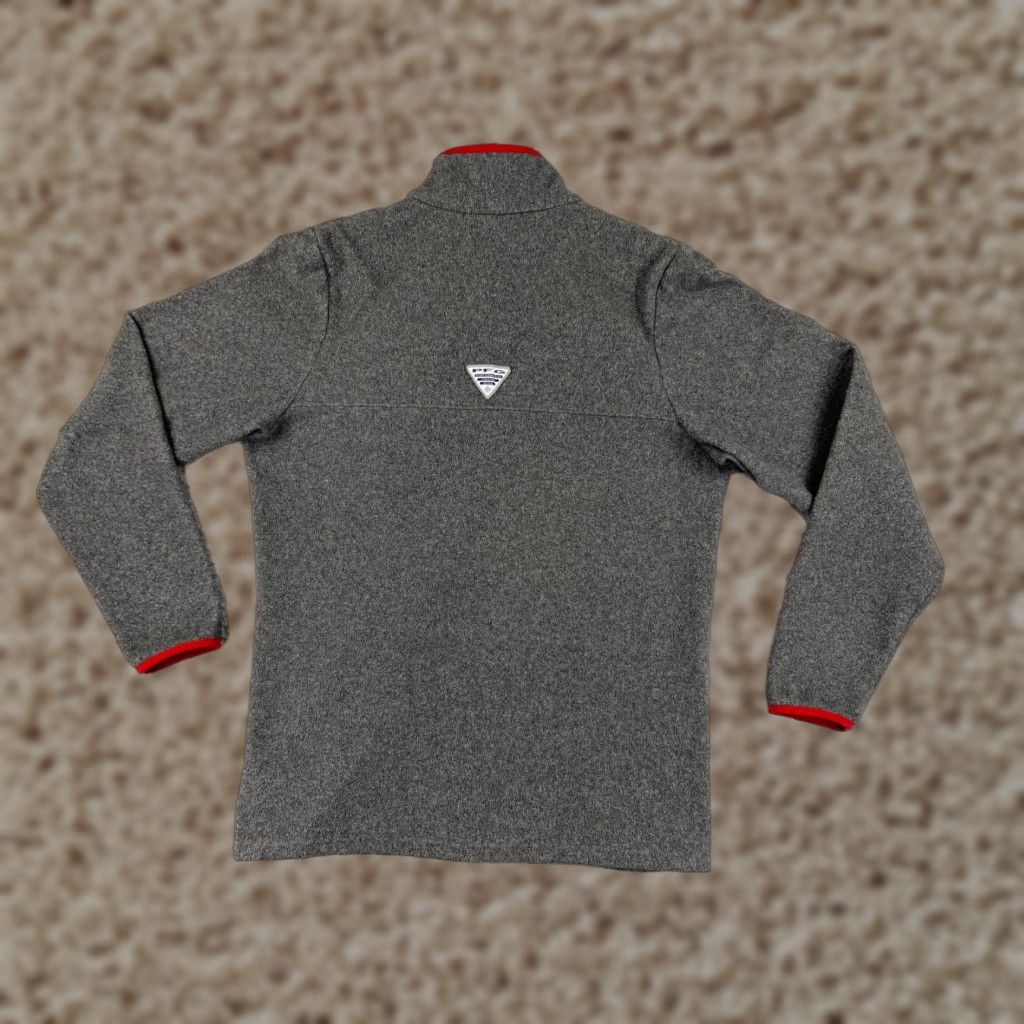 Columbia Sweater Men Small Gray PFG Grand Canyon West Long Sleeve Fleece Poly Mock Neck 1/4 Zip Pullover Casual Golf