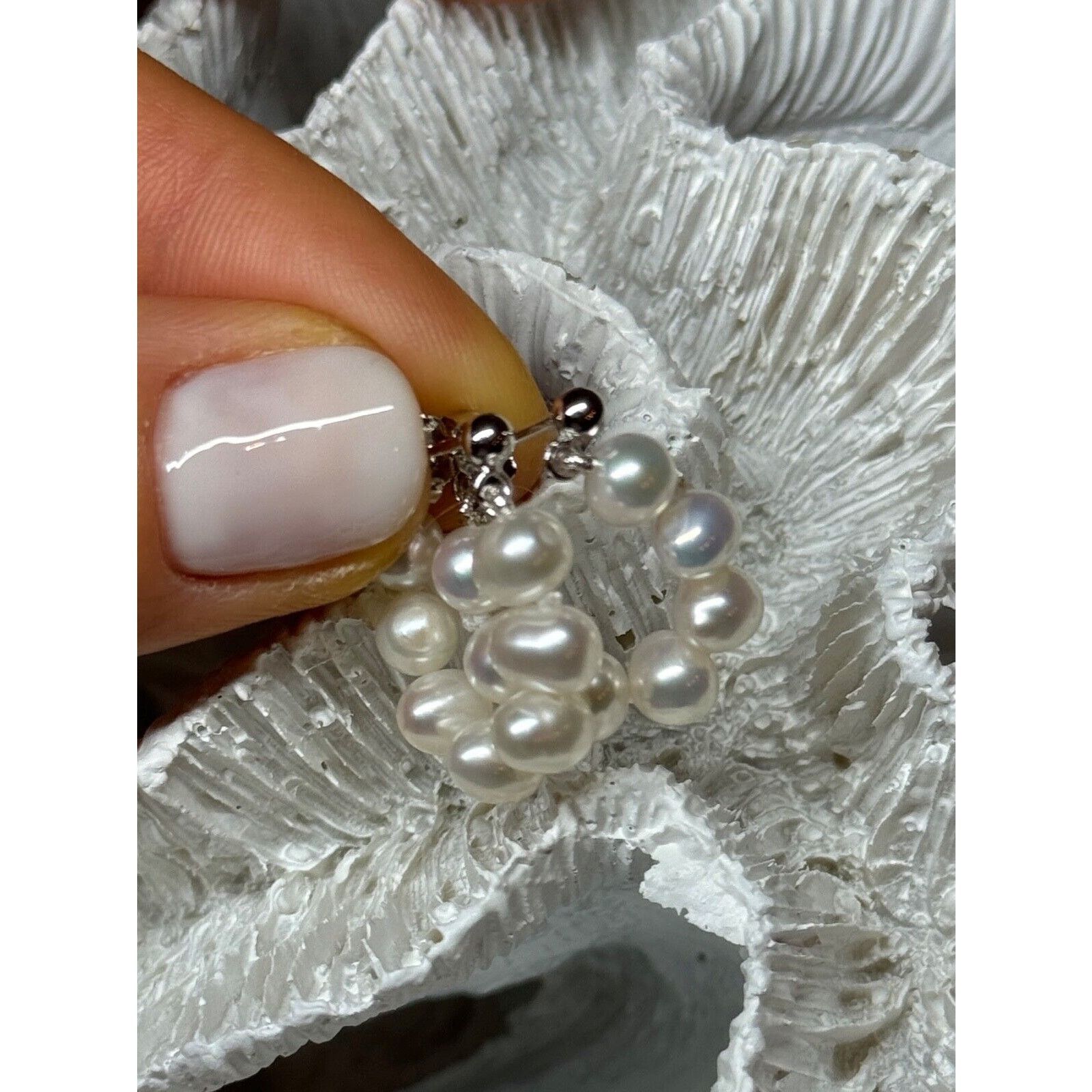 Jewelry 925 STERLING SILVER FRESH WATER PEARL EARRINGS LENGTH 0.8 In Size ONE SIZE - 4 Thumbnail