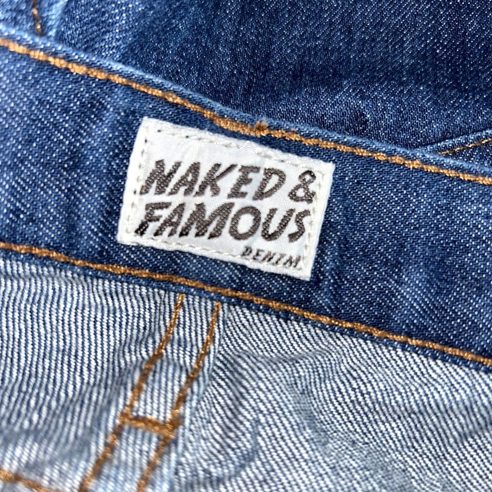 Vintage Naked & Famous Denim Selvedge Jeans Indigo Twill 30x35 Slim Guy 35 Inseam 5-Pocket Jeans Streetwear NYC Vintage Style Men Jeans Size US 30 / EU 46 - 7 Thumbnail