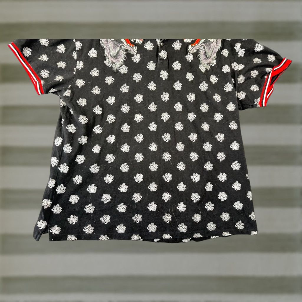 Reason Reason Polo Shirt Mens 3XL Red Black Wolf Floral Printed Snap Short Sleeve Size US XXL / EU 58 / 5 - 1 Thumbnail