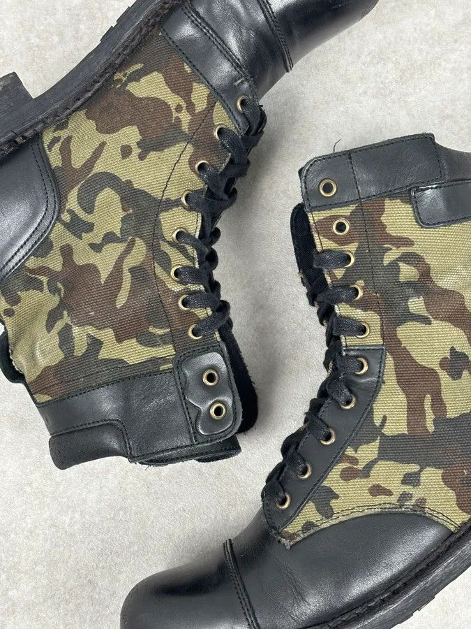 Diesel Diesel Black Leather Camouflage Military Lace-Up Boots Size US 10 / EU 43 - 9 Thumbnail