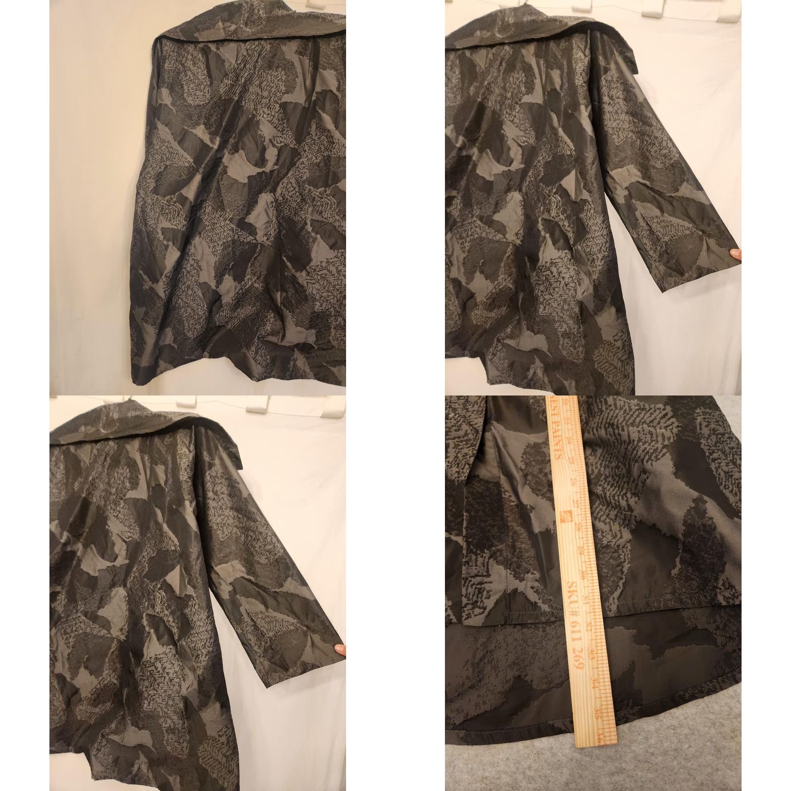 Vintage Bryn Walker Coat Womens XXS Gray Black Jacquard Long Hi Low Hem Made USA Size XXS / US 00 / IT 34 - 8 Thumbnail