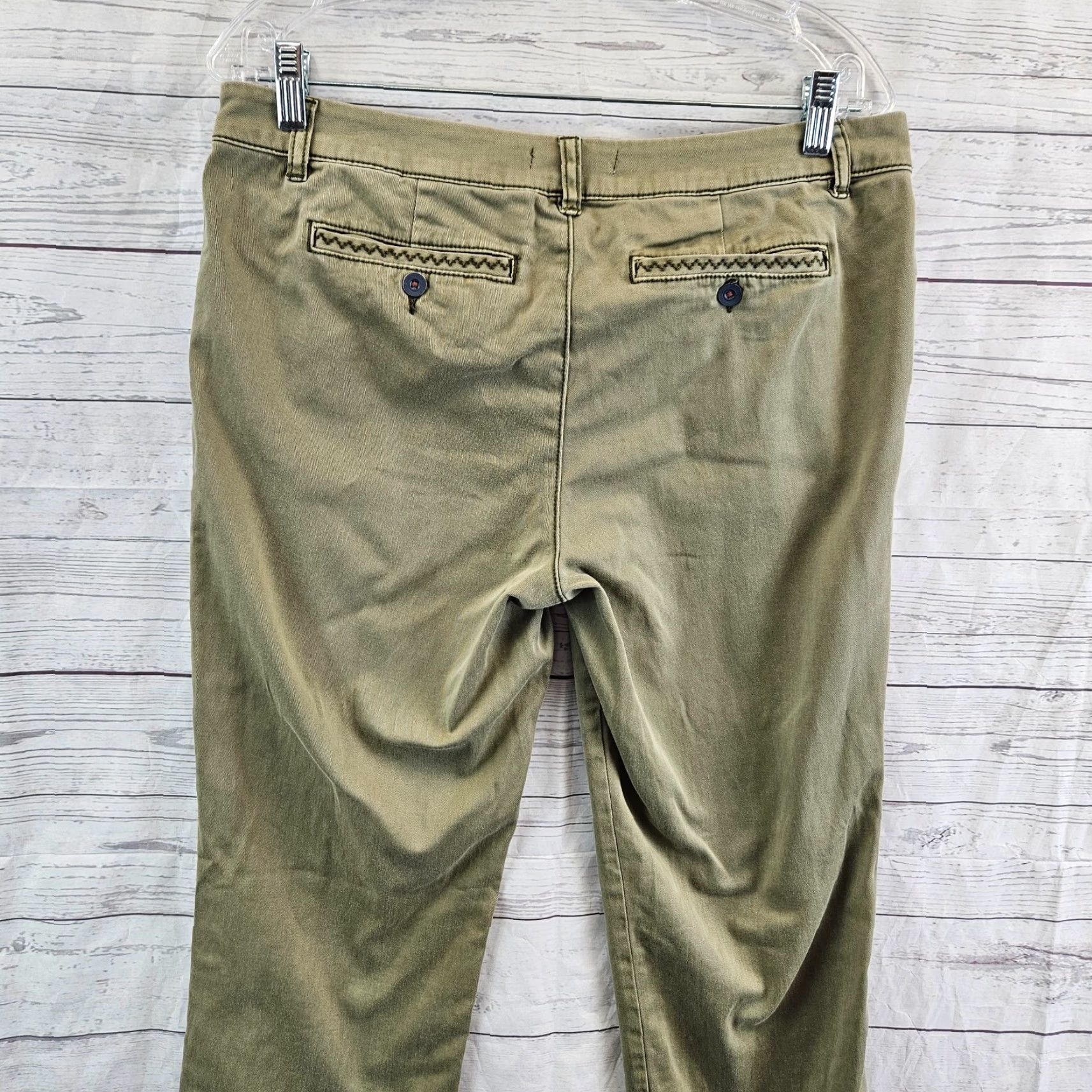 Vintage Sundance Womens Pants Sz 8 Green Mid Rise Cotton Blend Straight Leg Embroidered, Chino, Flat Front, Inseam 30, Womens Size 30" / US 8 / IT 44 - 4 Thumbnail