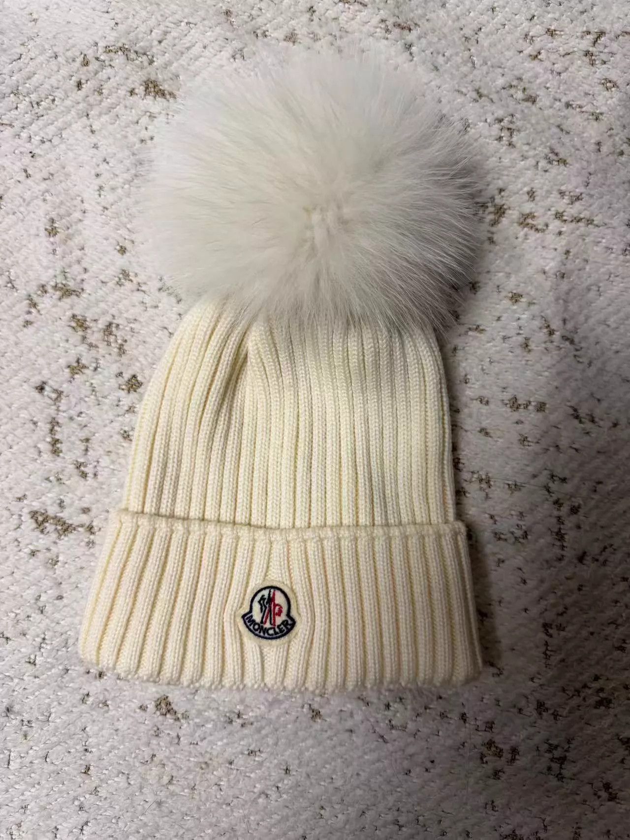 Moncler Moncler Authentic White Knit Beanie Size ONE SIZE - 1 Thumbnail