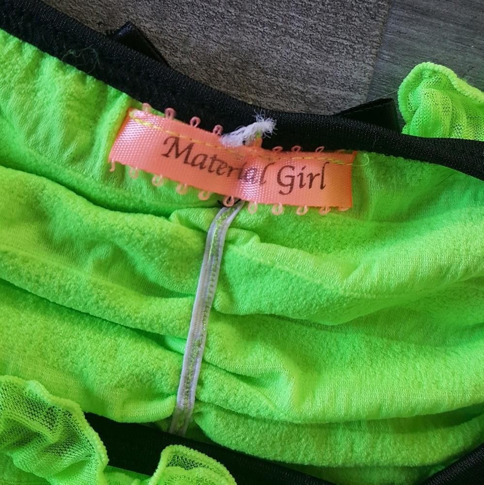 Designer Green Black Ruffled LMG Bikini Set Size ONE SIZE - 3 Thumbnail